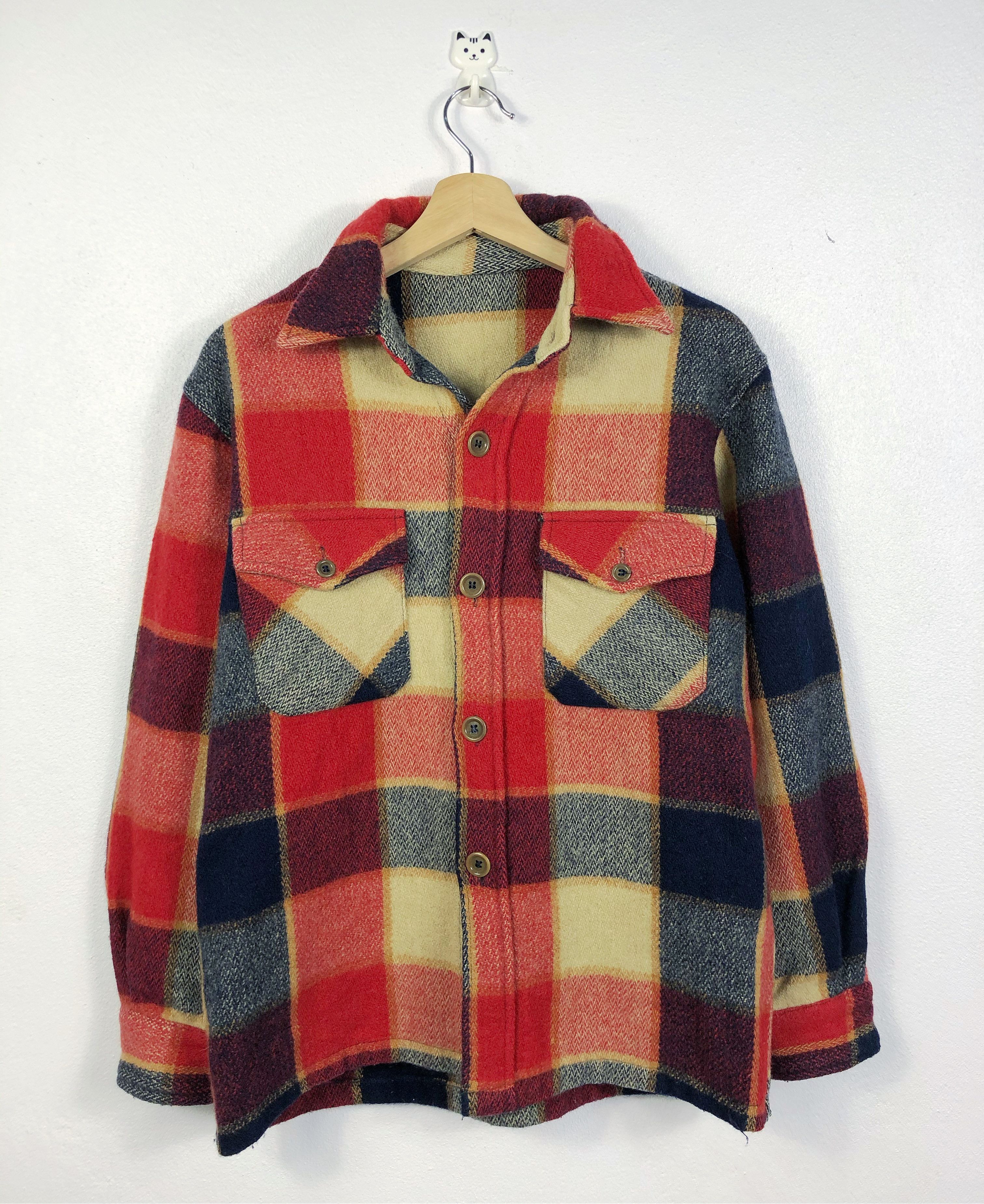 Flannel × Van × Vintage Rare Vintage Van Jac Checkered Wool Button Flannel Size US L / EU 52-54 / 3 - 1 Thumbnail