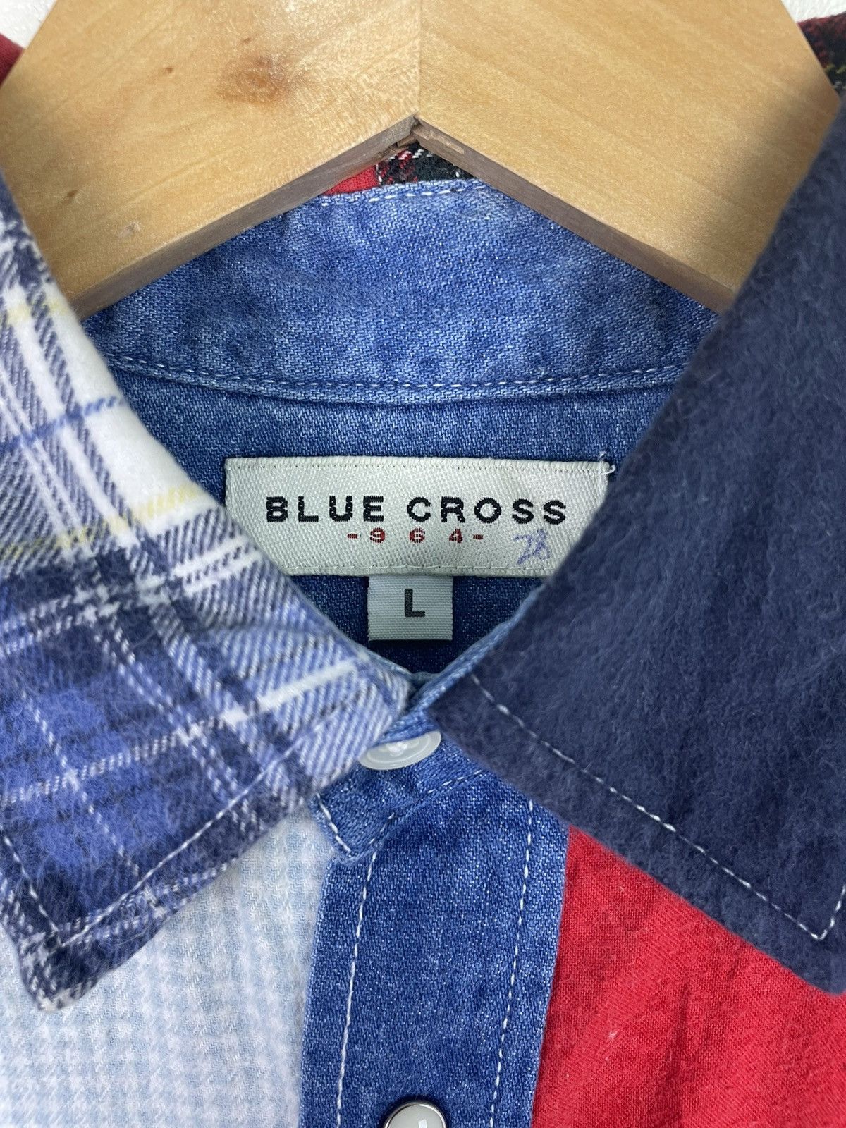 Japanese Brand Rebuild Patchwork Blue Cross Buttons Flannel Shirt Size US L / EU 52-54 / 3 - 3 Thumbnail