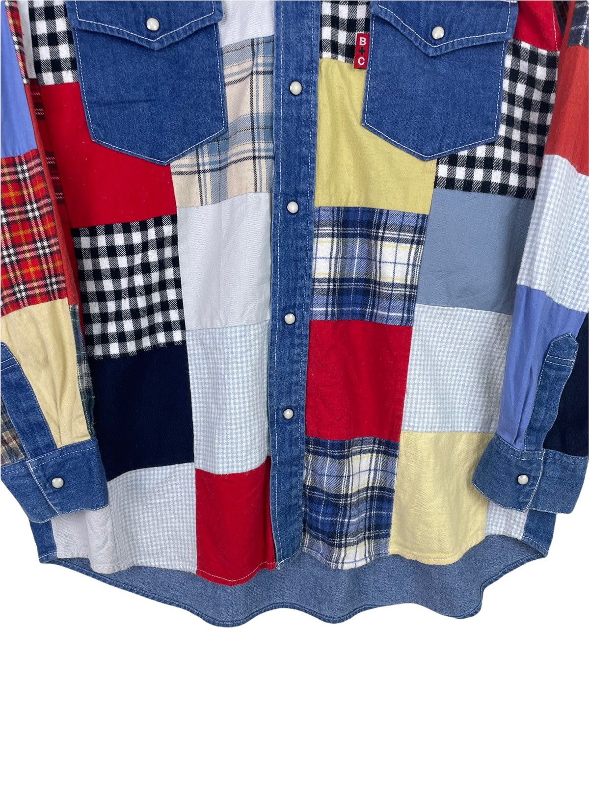 Japanese Brand Rebuild Patchwork Blue Cross Buttons Flannel Shirt Size US L / EU 52-54 / 3 - 4 Thumbnail