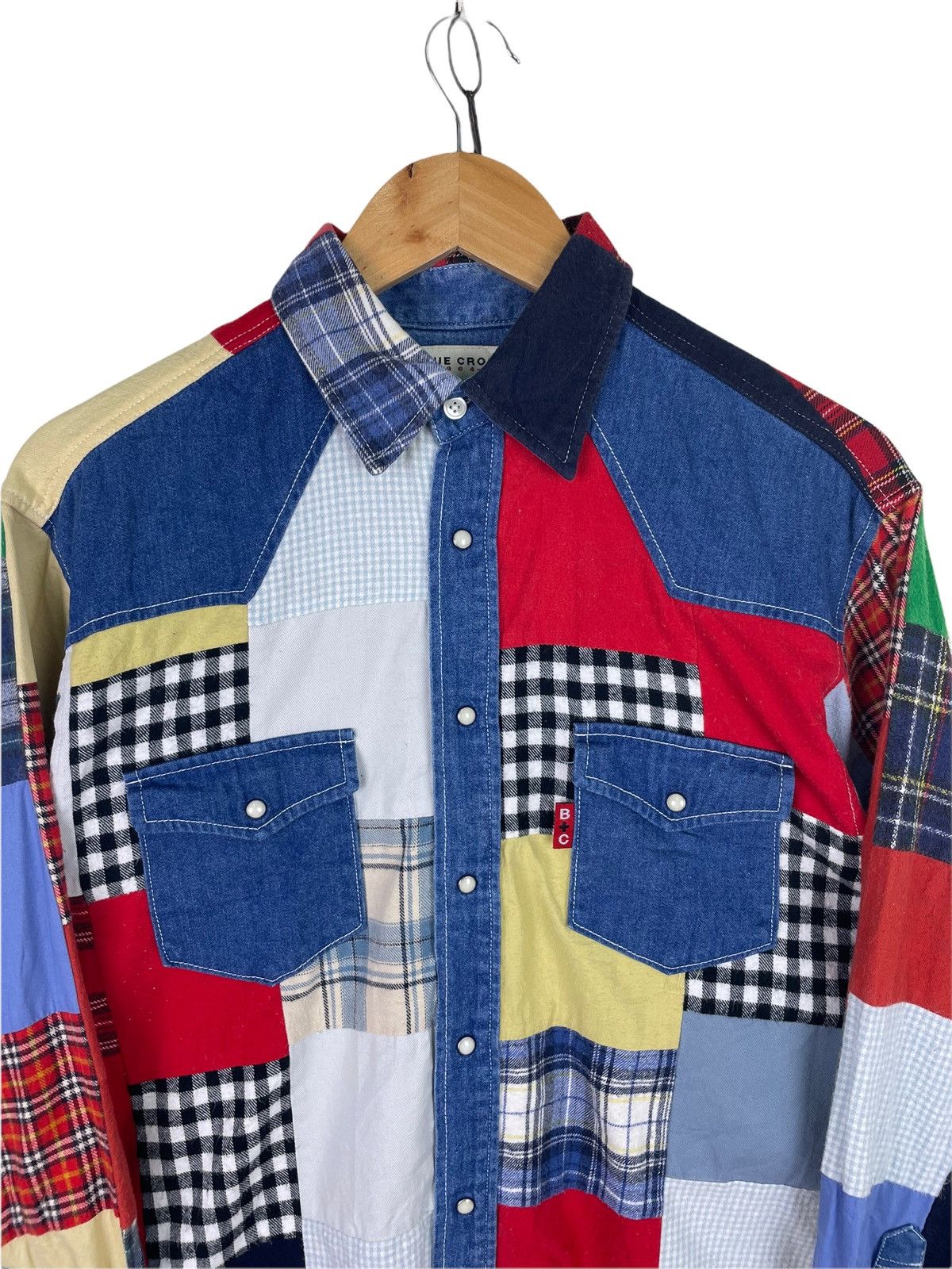 Japanese Brand Rebuild Patchwork Blue Cross Buttons Flannel Shirt Size US L / EU 52-54 / 3 - 2 Thumbnail