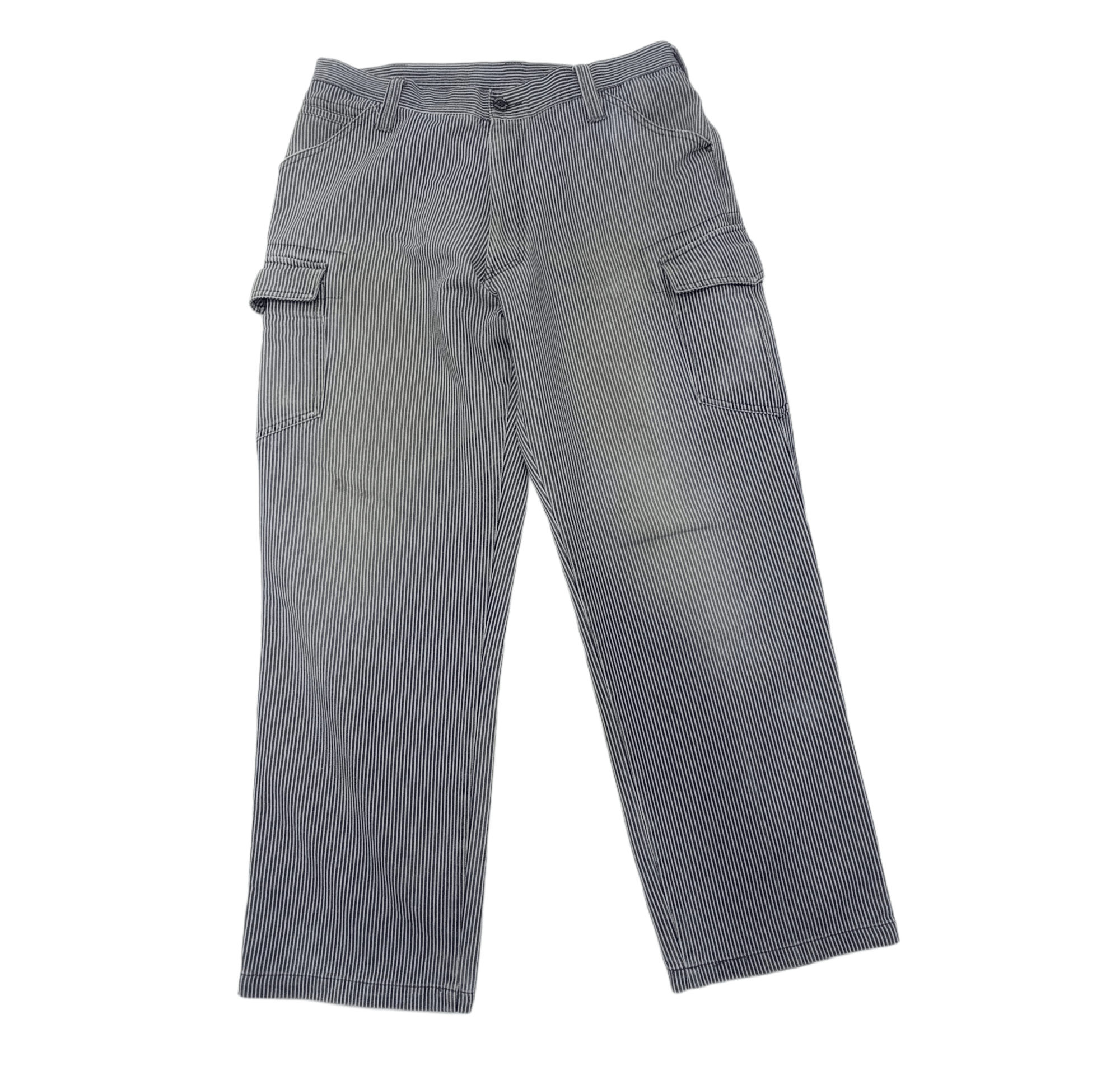 Japanese Brand Faded Even River Hickory Stripe Cargo pants Size US 33 - 2 Thumbnail