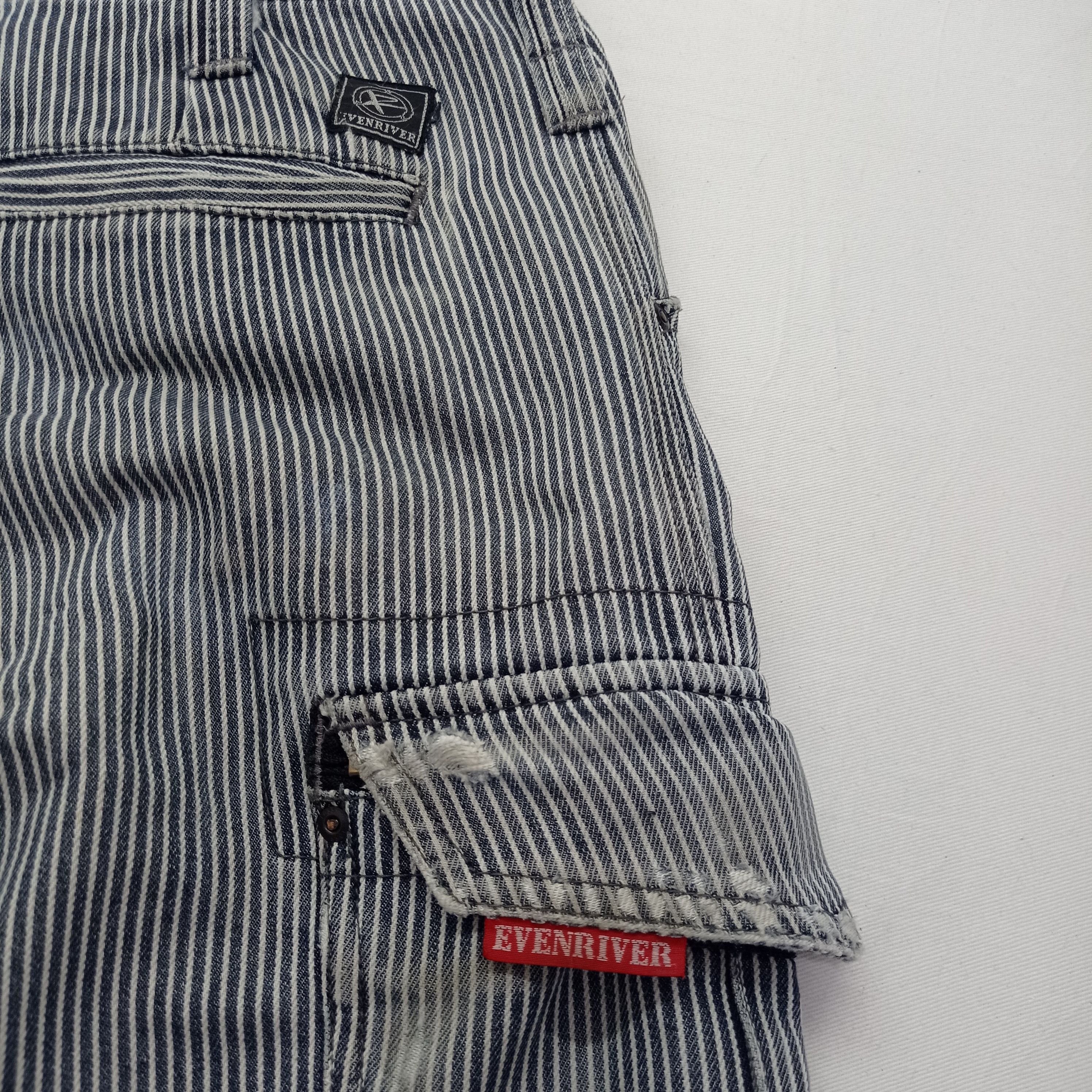 Japanese Brand Faded Even River Hickory Stripe Cargo pants Size US 33 - 15 Thumbnail