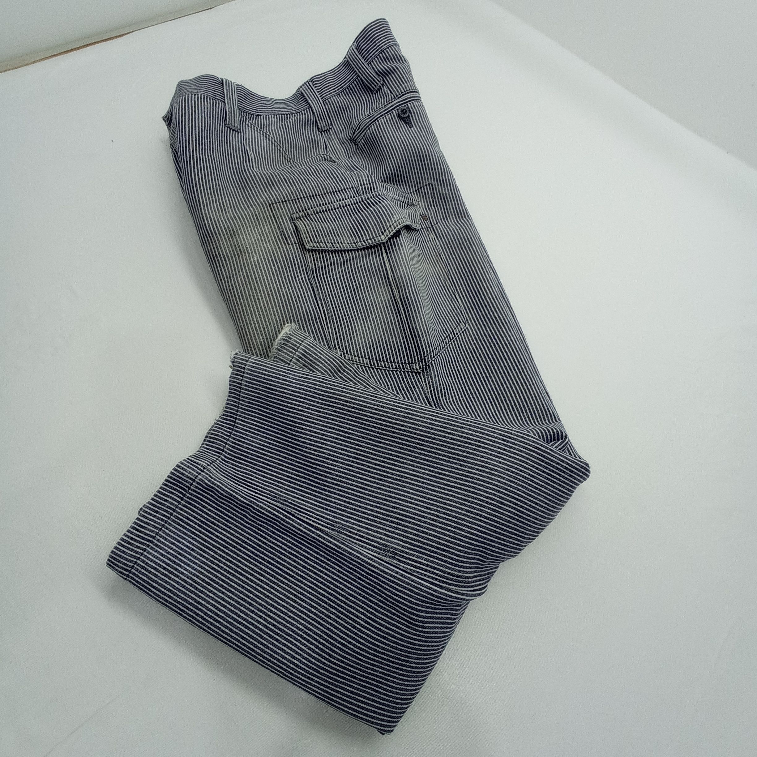 Japanese Brand Faded Even River Hickory Stripe Cargo pants Size US 33 - 12 Thumbnail