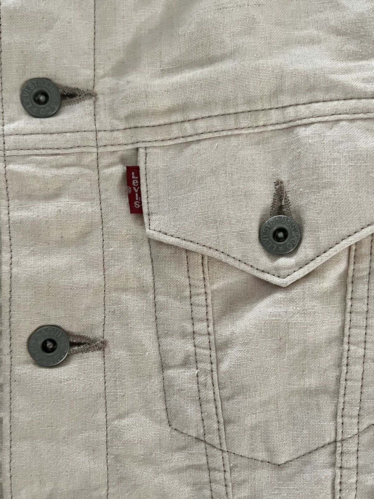 Comme des Garcons × Junya Watanabe AD2014 Junya Watanabe Levis Cream Patchwork Denim Jacket Size US S / EU 44-46 / 1 - 8 Thumbnail