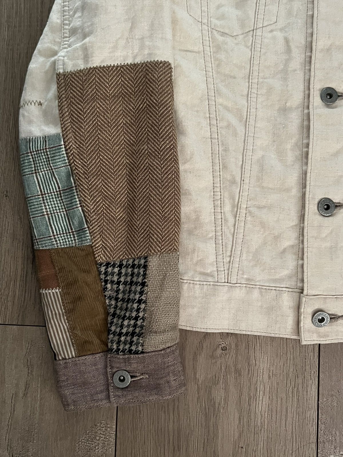 Comme des Garcons × Junya Watanabe AD2014 Junya Watanabe Levis Cream Patchwork Denim Jacket Size US S / EU 44-46 / 1 - 4 Thumbnail