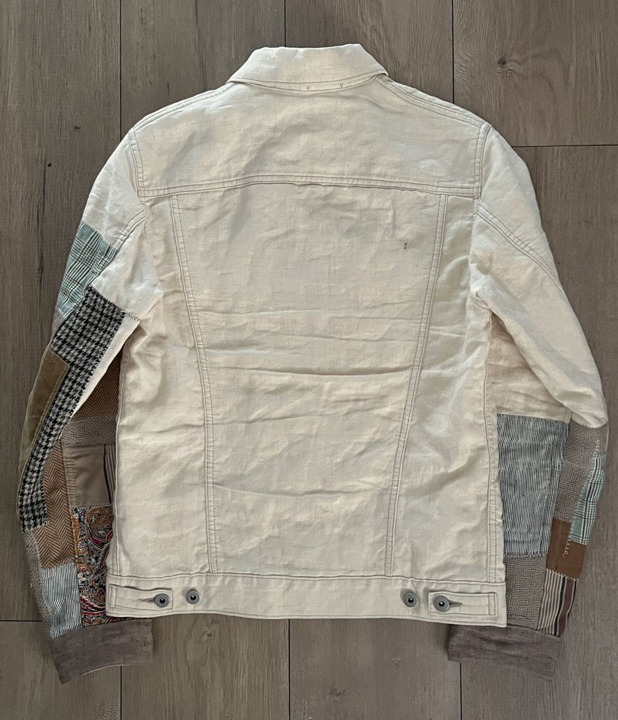 Comme des Garcons × Junya Watanabe AD2014 Junya Watanabe Levis Cream Patchwork Denim Jacket Size US S / EU 44-46 / 1 - 10 Thumbnail