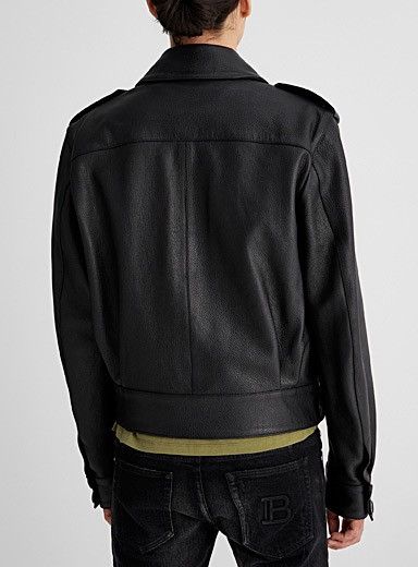 Balmain NEW 48 Grained Leather Lamb Skin Military Belt Bomber Jacket Size US M / EU 48-50 / 2 - 3 Thumbnail