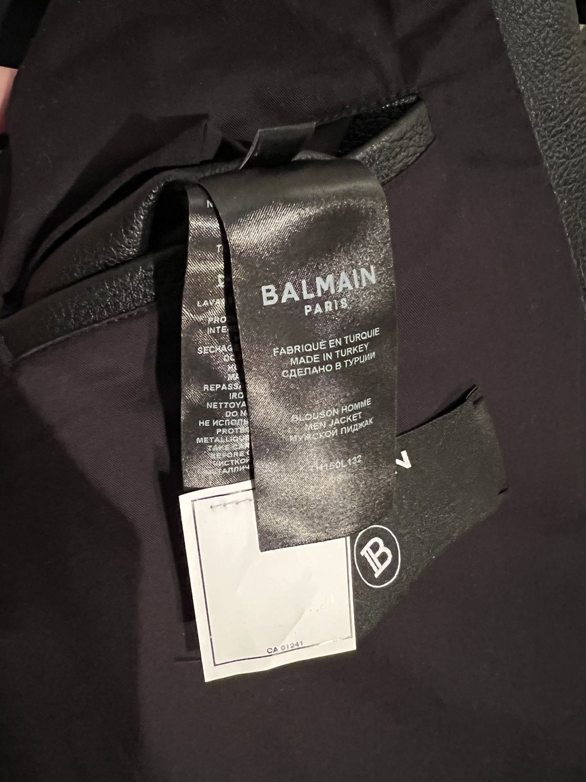 Balmain NEW 48 Grained Leather Lamb Skin Military Belt Bomber Jacket Size US M / EU 48-50 / 2 - 5 Thumbnail