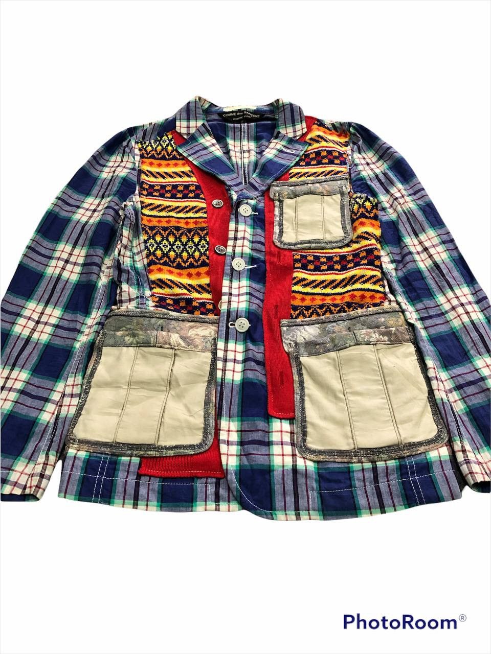 Comme des Garcons 🔥AD 2009 Comme Des Garçons Patchwork Wool/Cotton Jacket Size US XS / EU 42 / 0 - 4 Thumbnail