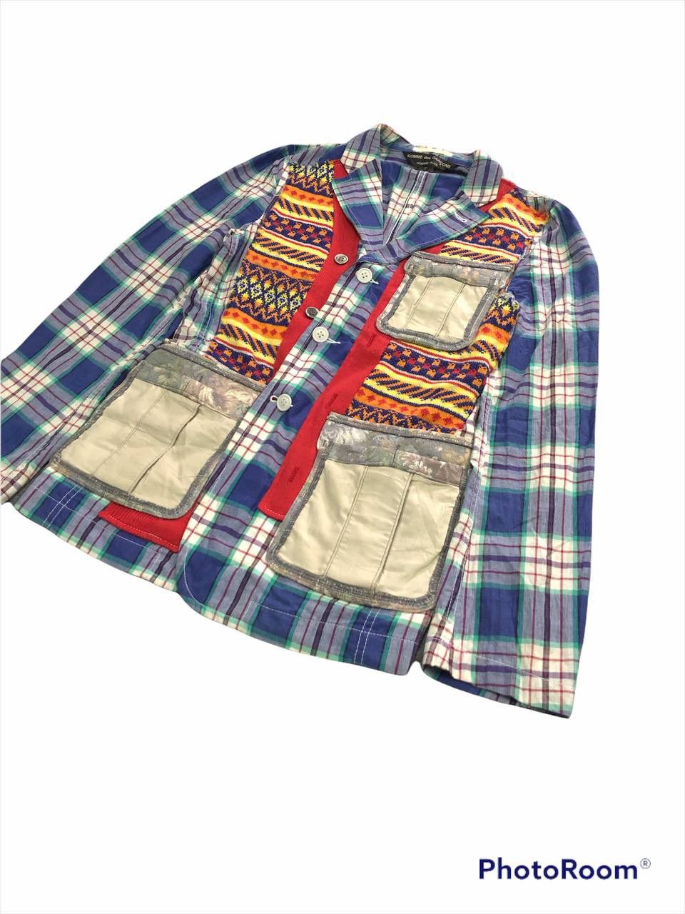 Comme des Garcons 🔥AD 2009 Comme Des Garçons Patchwork Wool/Cotton Jacket Size US XS / EU 42 / 0 - 2 Thumbnail