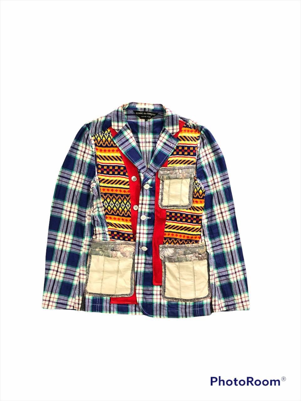 Comme des Garcons 🔥AD 2009 Comme Des Garçons Patchwork Wool/Cotton Jacket Size US XS / EU 42 / 0 - 1 Thumbnail