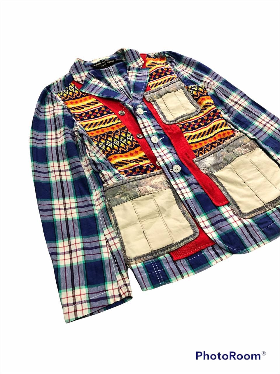 Comme des Garcons 🔥AD 2009 Comme Des Garçons Patchwork Wool/Cotton Jacket Size US XS / EU 42 / 0 - 3 Thumbnail