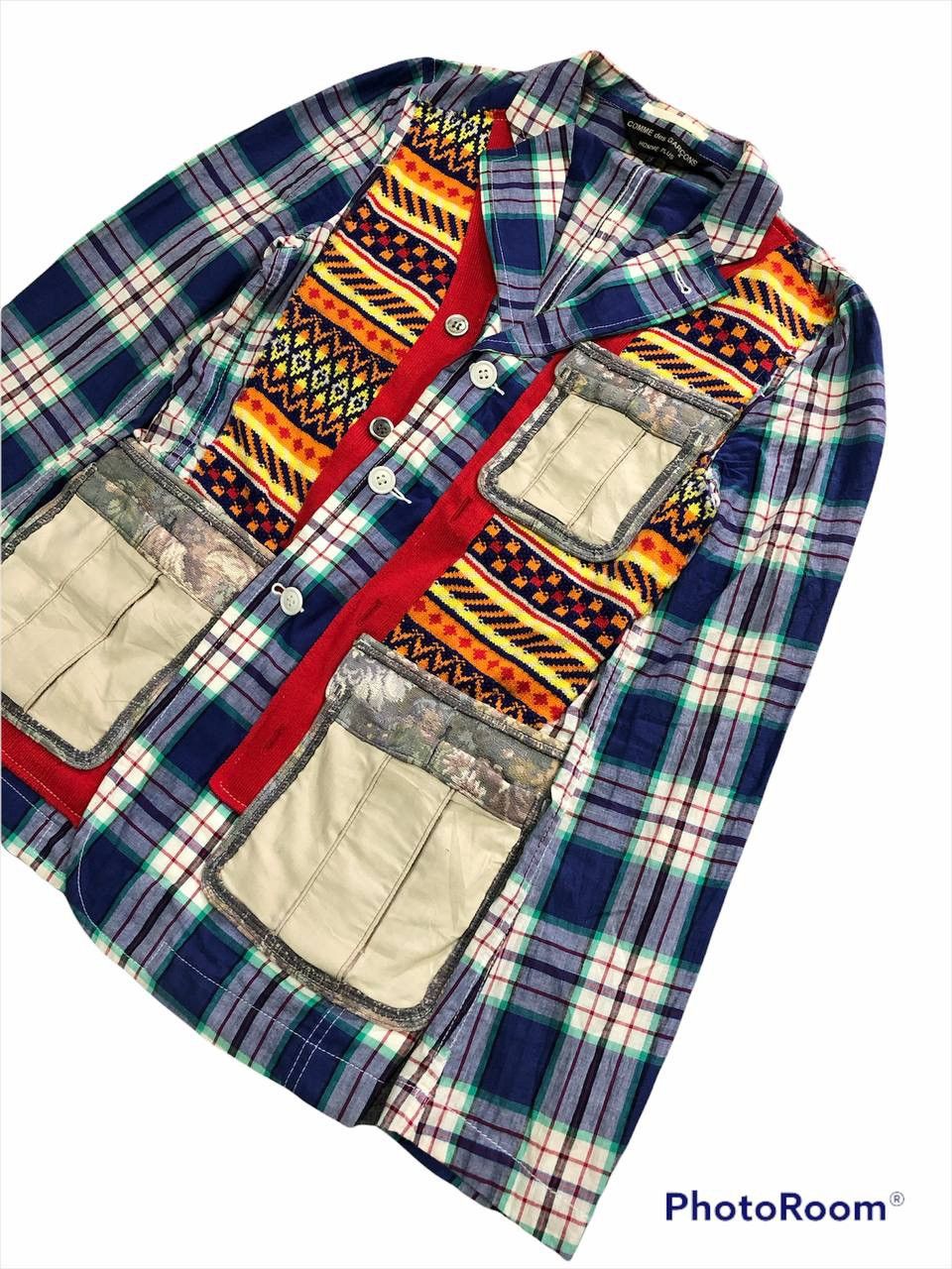 Comme des Garcons 🔥AD 2009 Comme Des Garçons Patchwork Wool/Cotton Jacket Size US XS / EU 42 / 0 - 5 Thumbnail