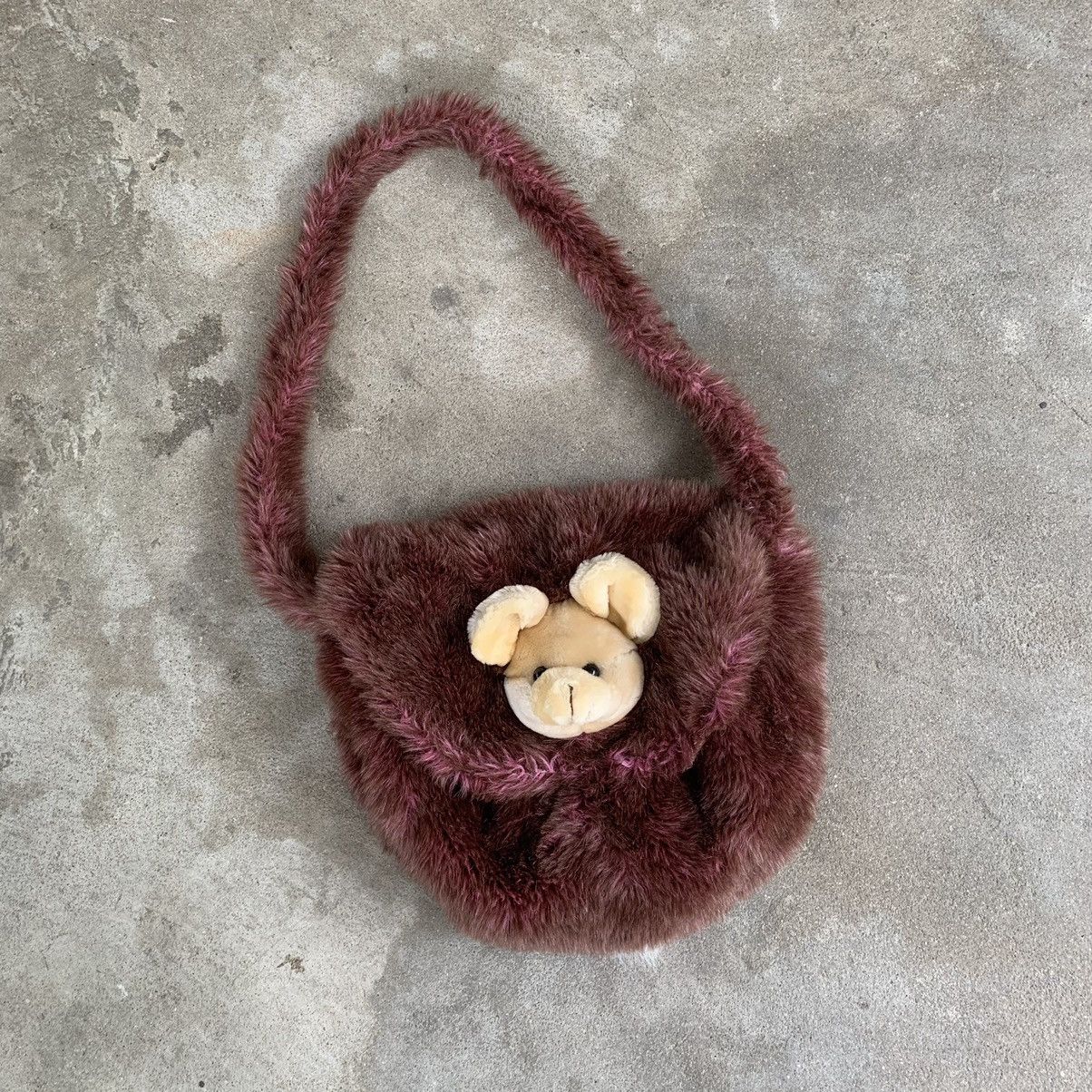 image of Vintage Mink Fake Fur Hairy Sling Bag in Maroon, Men's