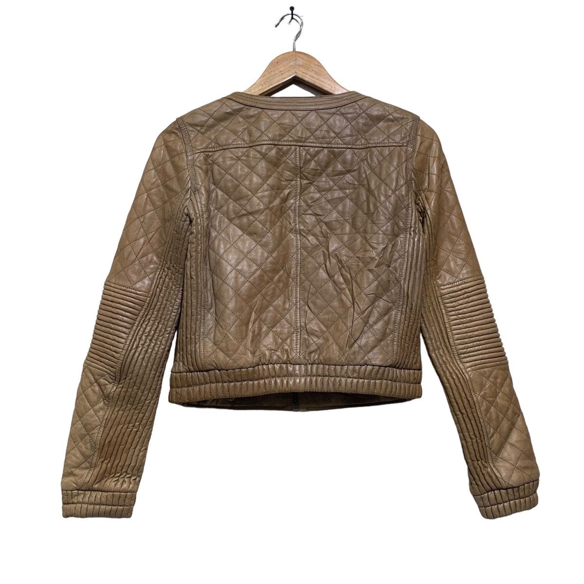 Vintage Enchantement Quilted Lamb Leather Crop Jacket Size XS / US 0-2 / IT 36-38 - 2 Thumbnail
