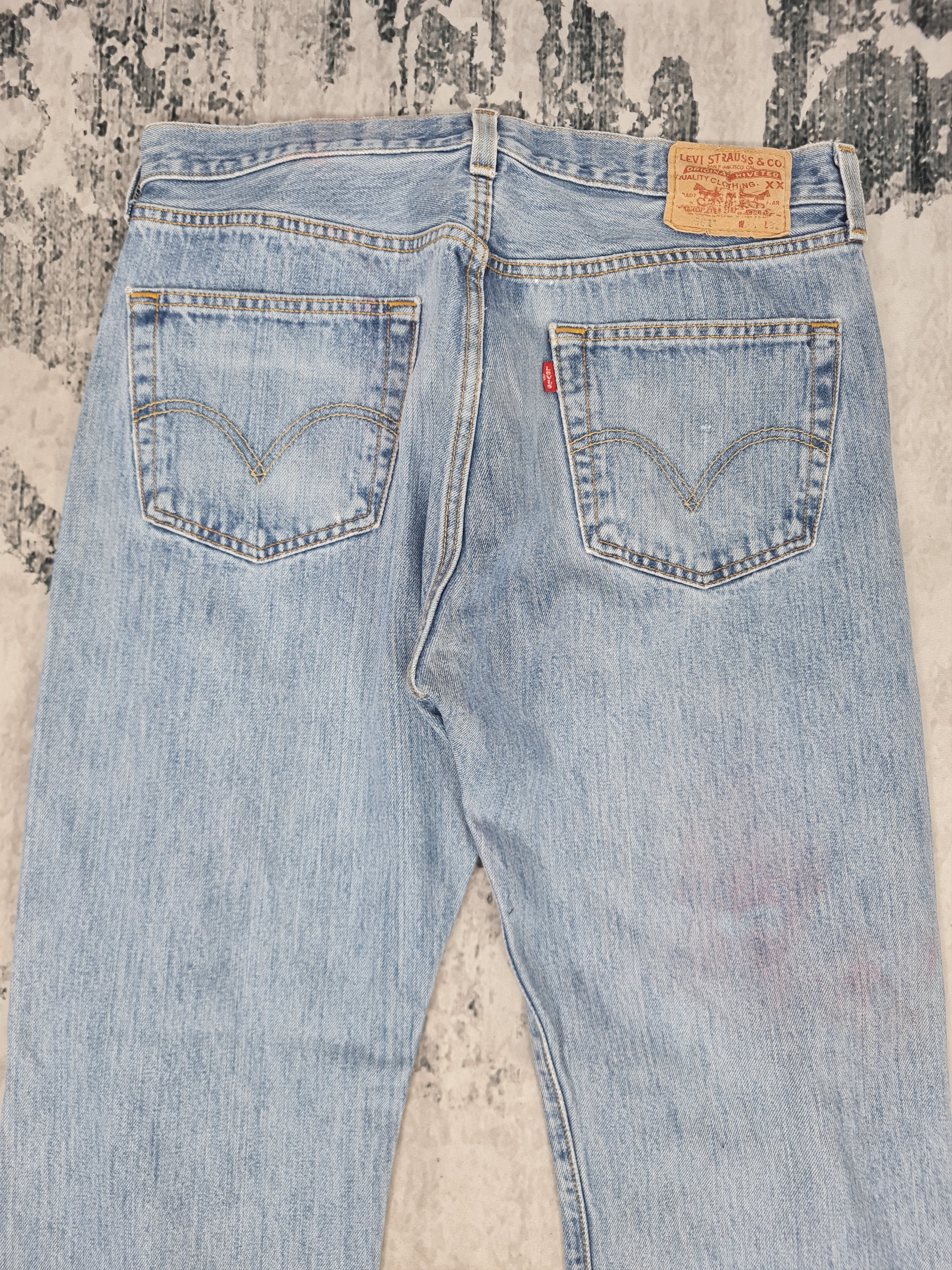 Levi's Vintage Clothing Vtg LEVIS 501 Faded Stain Ripped Blue Jeans L0340 Size 35X32 Size US 35 - 9 Thumbnail