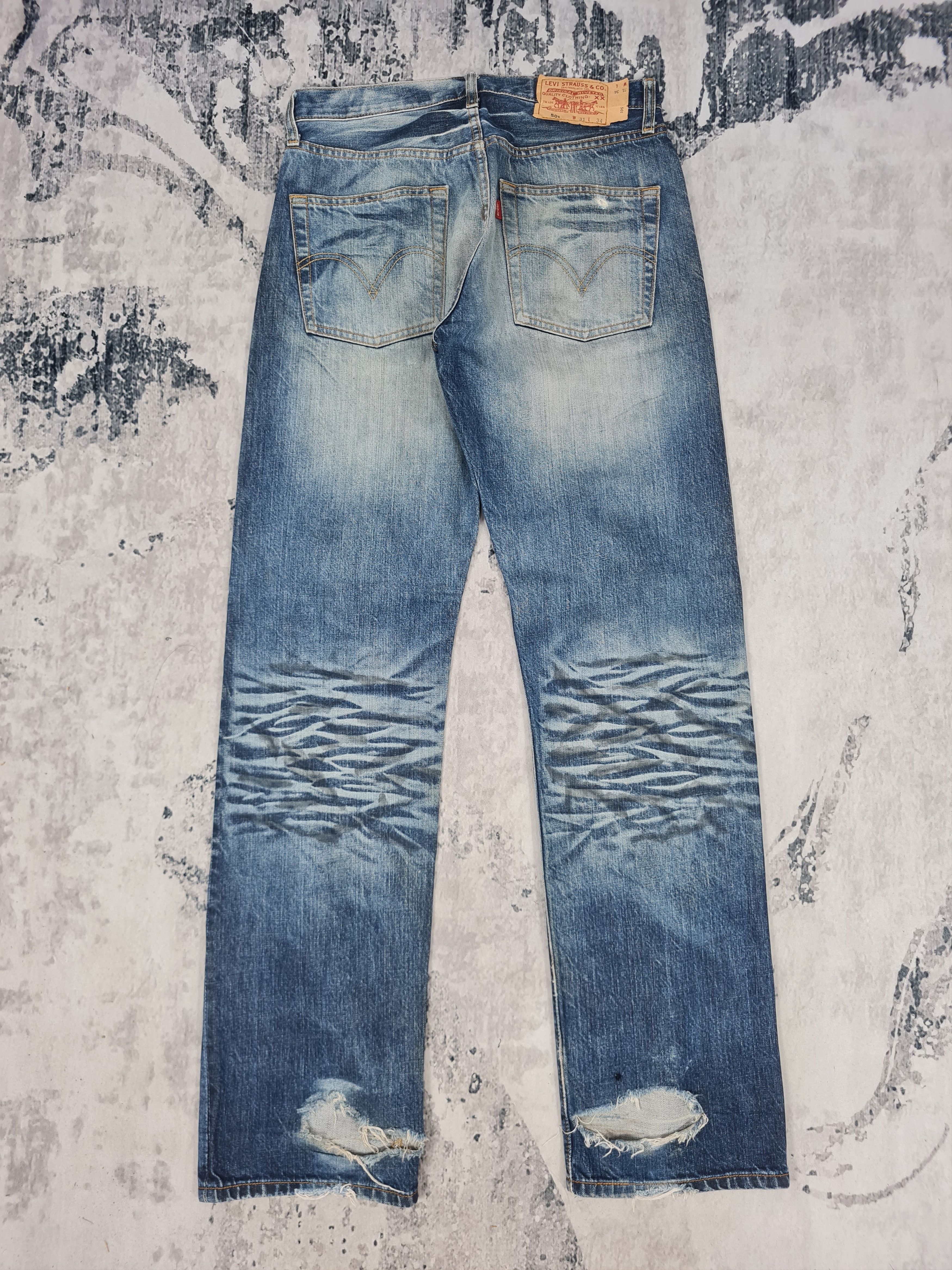 Levi's LEVIS 501 Distressed Stonewash Faded Jeans L0342 Size 31X34 Size US 31 - 1 Thumbnail
