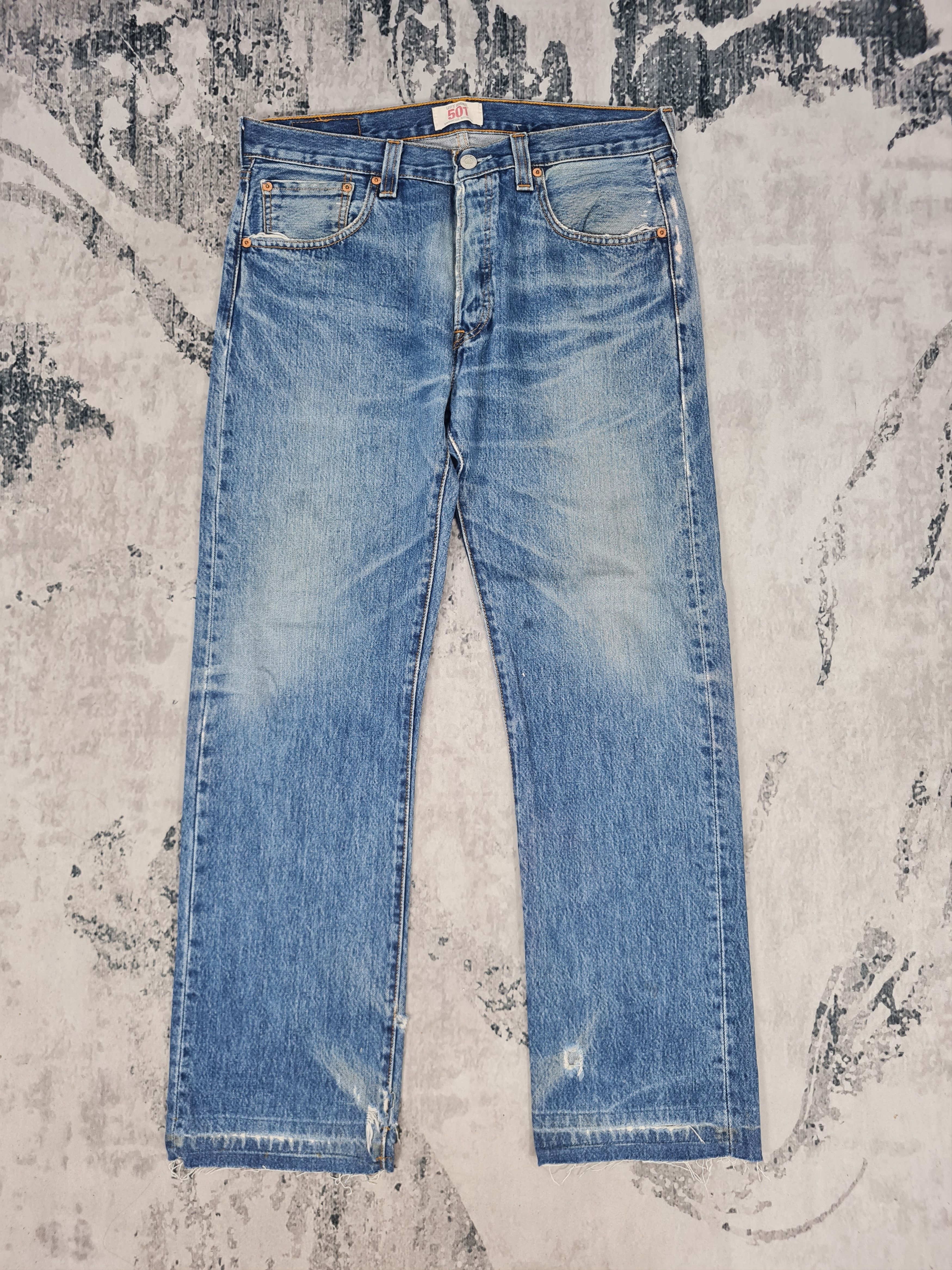 LEVIS 501 Distressed Stain Stonewash Jeans L0345 Size 34X30