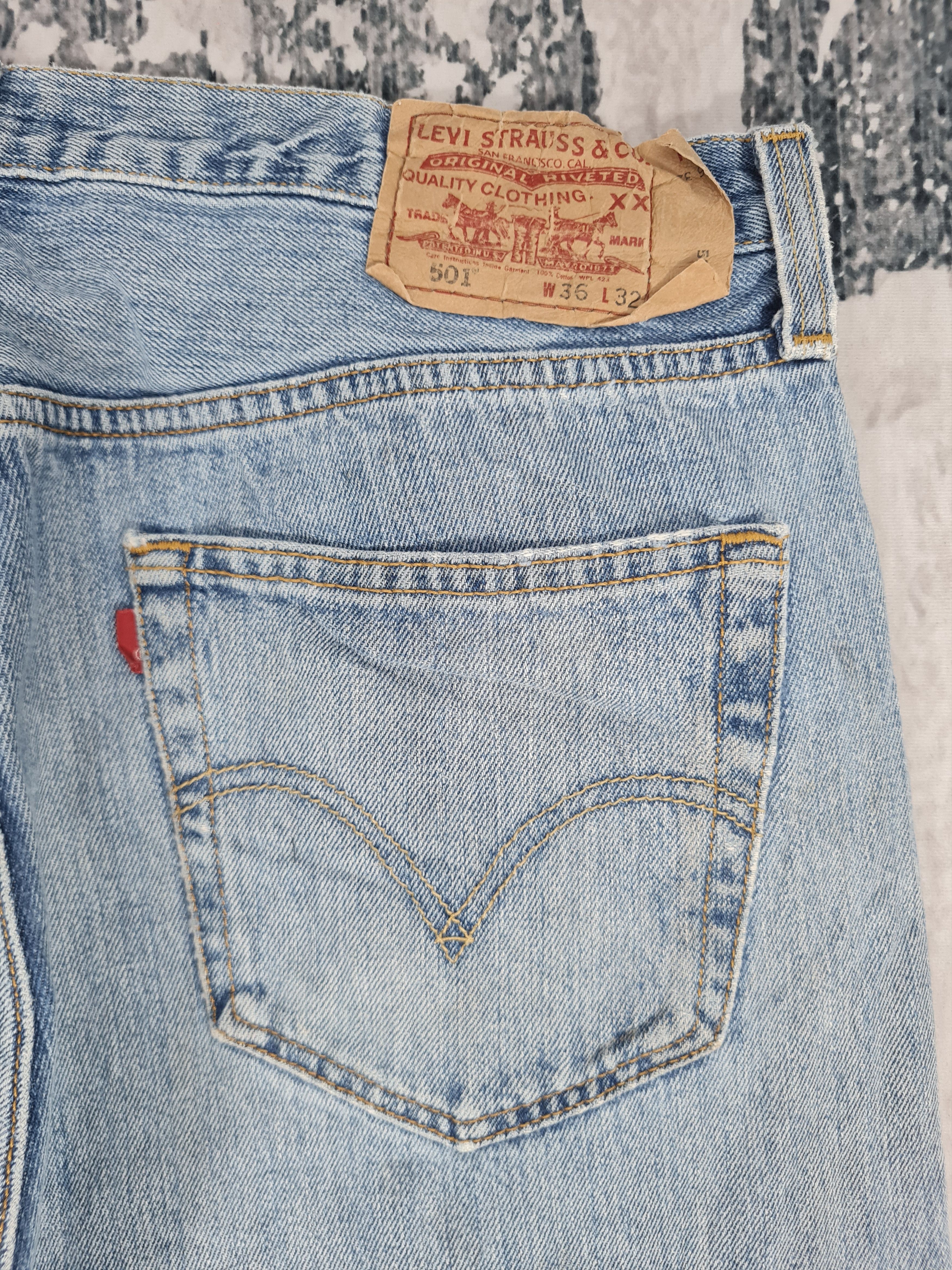 Levi's Vintage Clothing LEVIS 501 Distressed Faded Light Jeans L0347 Size 36X31.5 Size US 36 / EU 52 - 9 Thumbnail