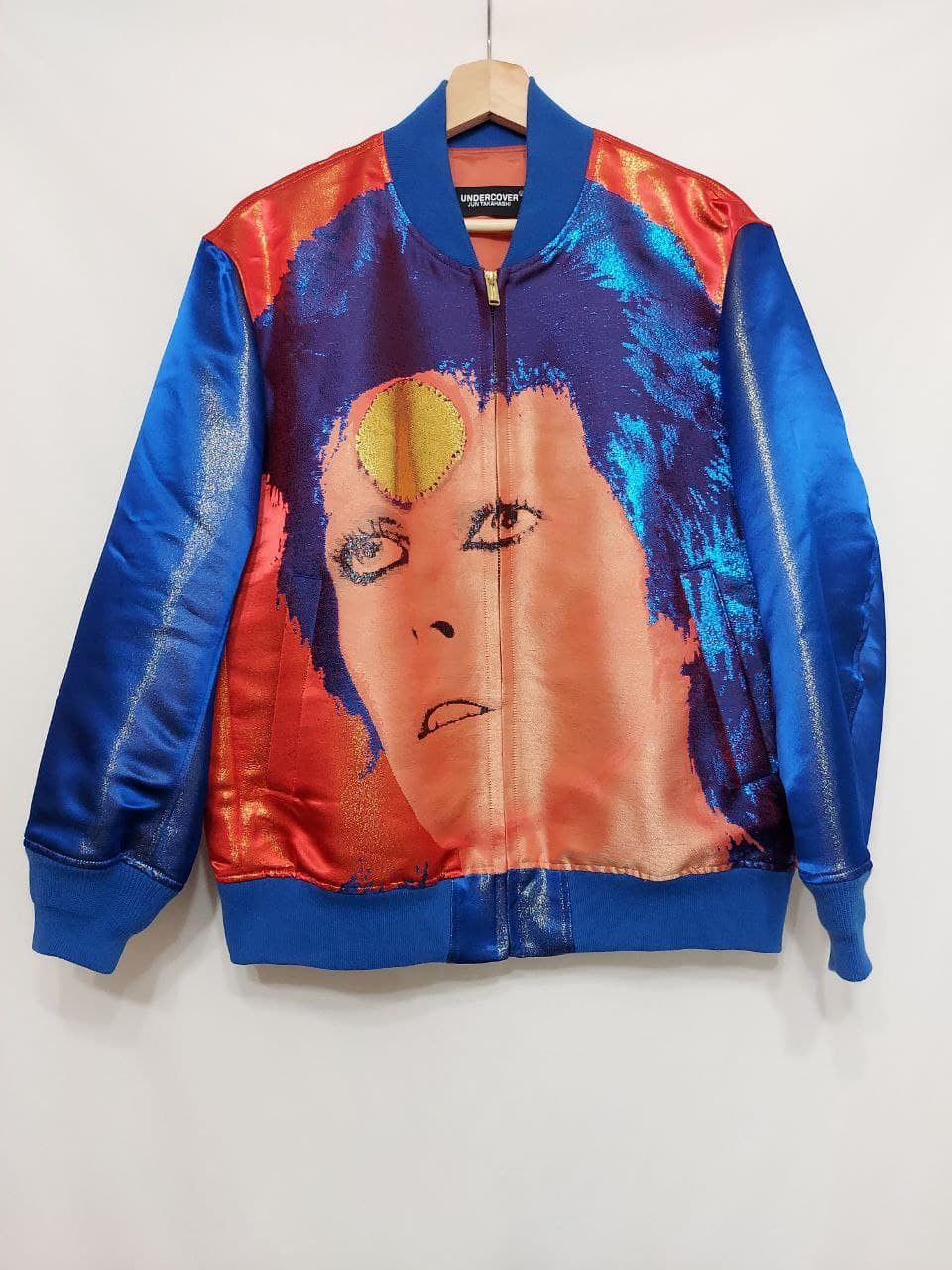 image of Undercover Ss19 David Bowie Ziggy Stardust Bomber Jacket in Blue Orange, Men's (Size Small)