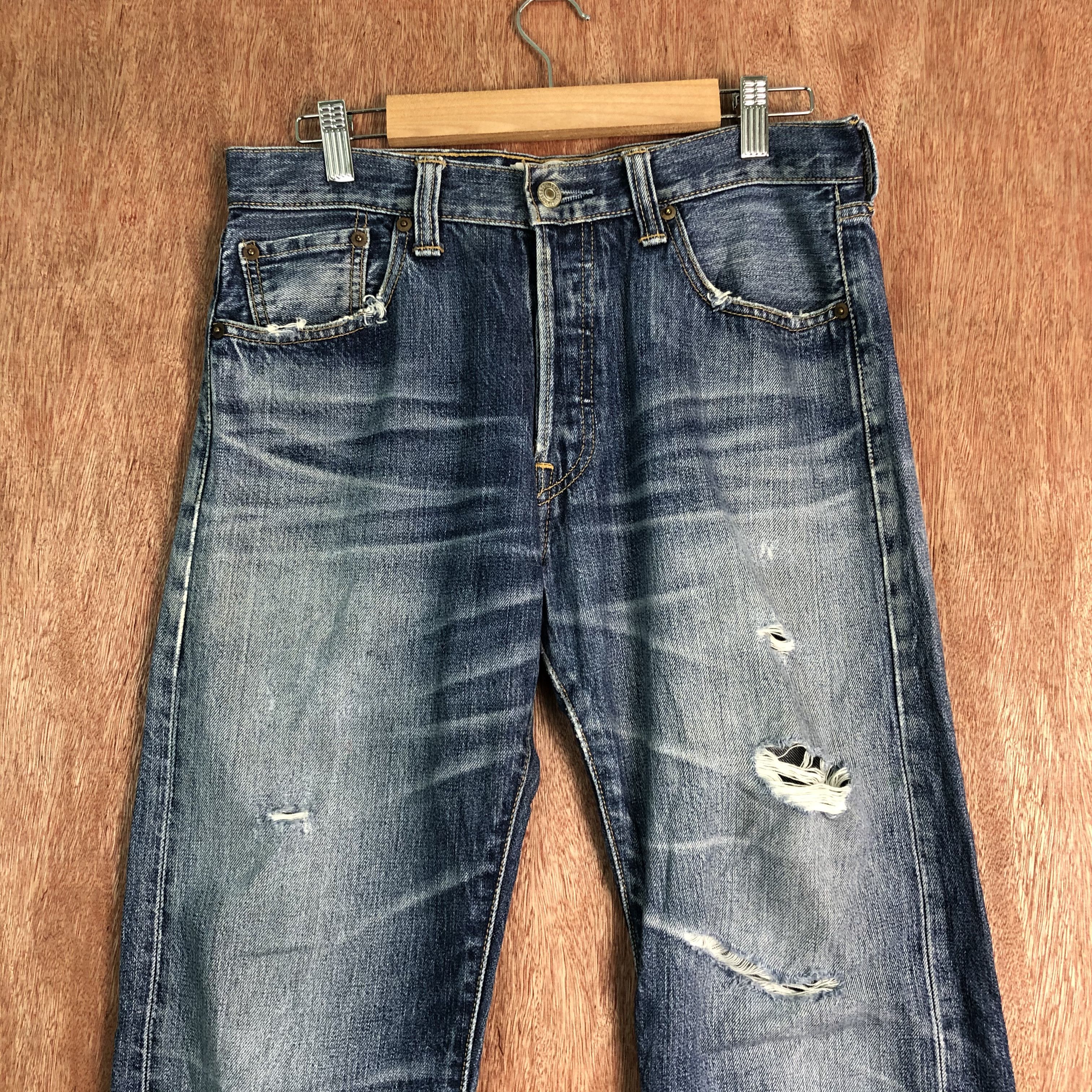 Levi's DLL 501 Levi's Strauss Blue distressed Denim Pants #c081 Size US 29 - 2 Thumbnail