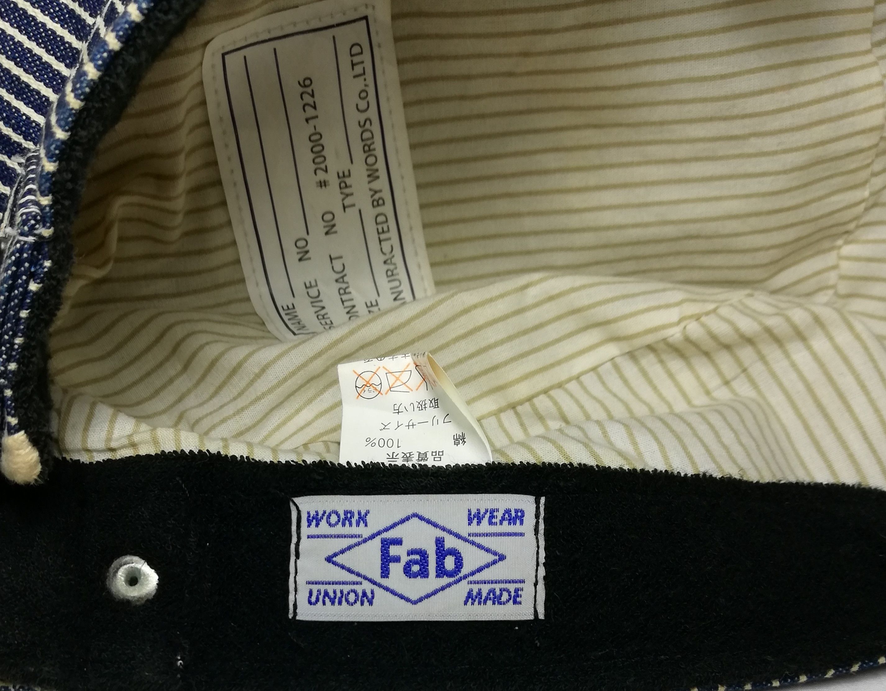 Japanese Brand 🔥Union Made Fab Work Wear Hickory Stripe Railroad Cap🔥 Size ONE SIZE - 12 Thumbnail