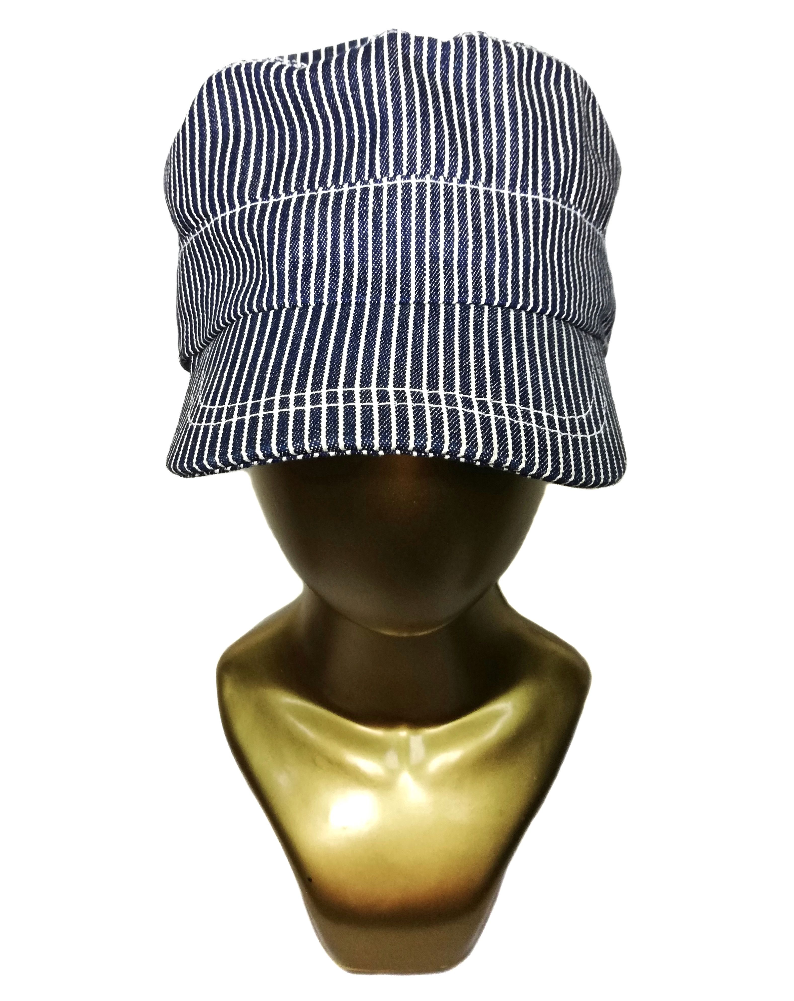 Japanese Brand 🔥Union Made Fab Work Wear Hickory Stripe Railroad Cap🔥 Size ONE SIZE - 2 Thumbnail