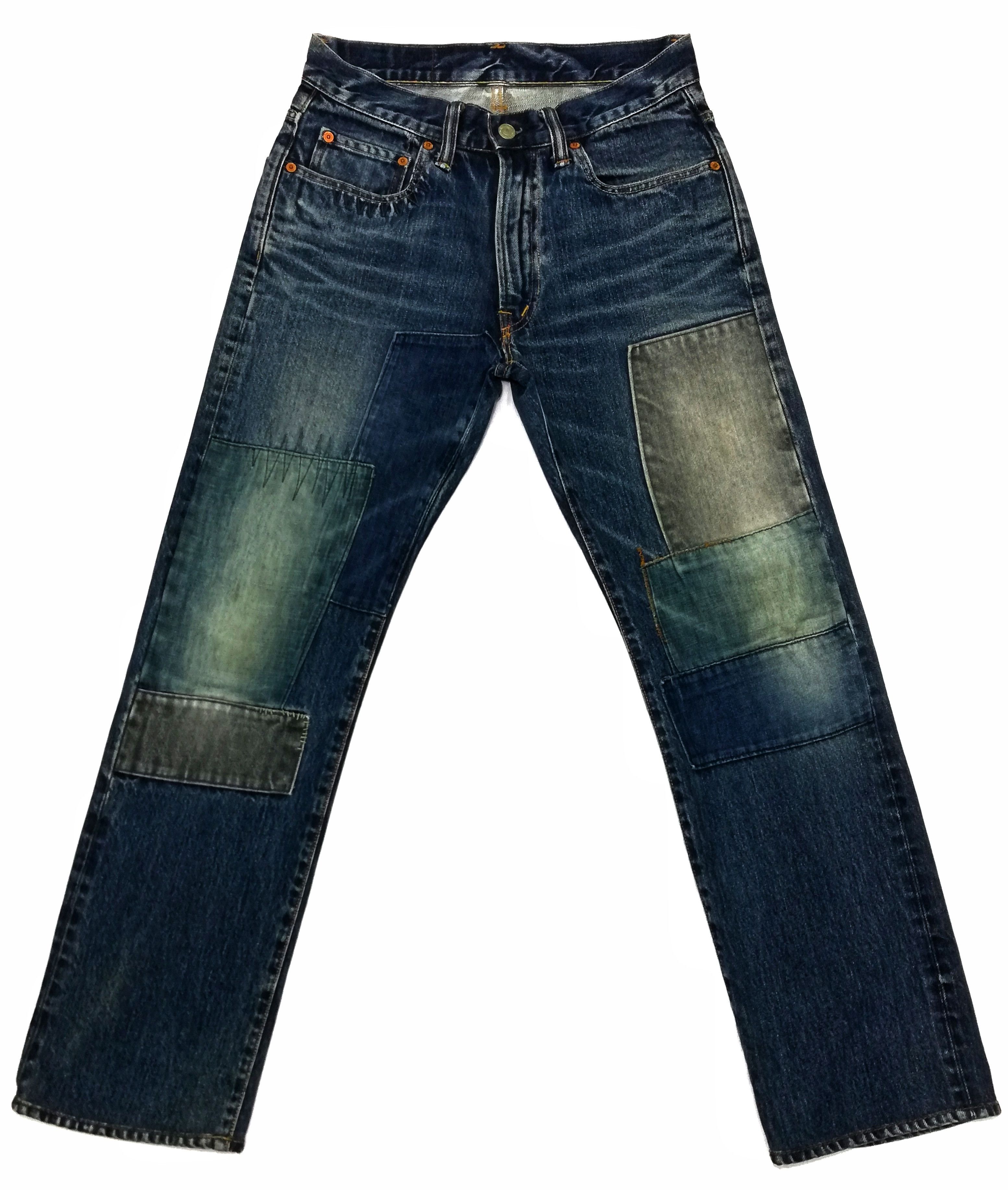 Blue Blue Japan × Indigo × Japanese Brand 🔥GRAIL 🇯🇵 BBJ Hrm Patchwork Boro Denim Light Colour🔥 Size US 29 - 1 Thumbnail