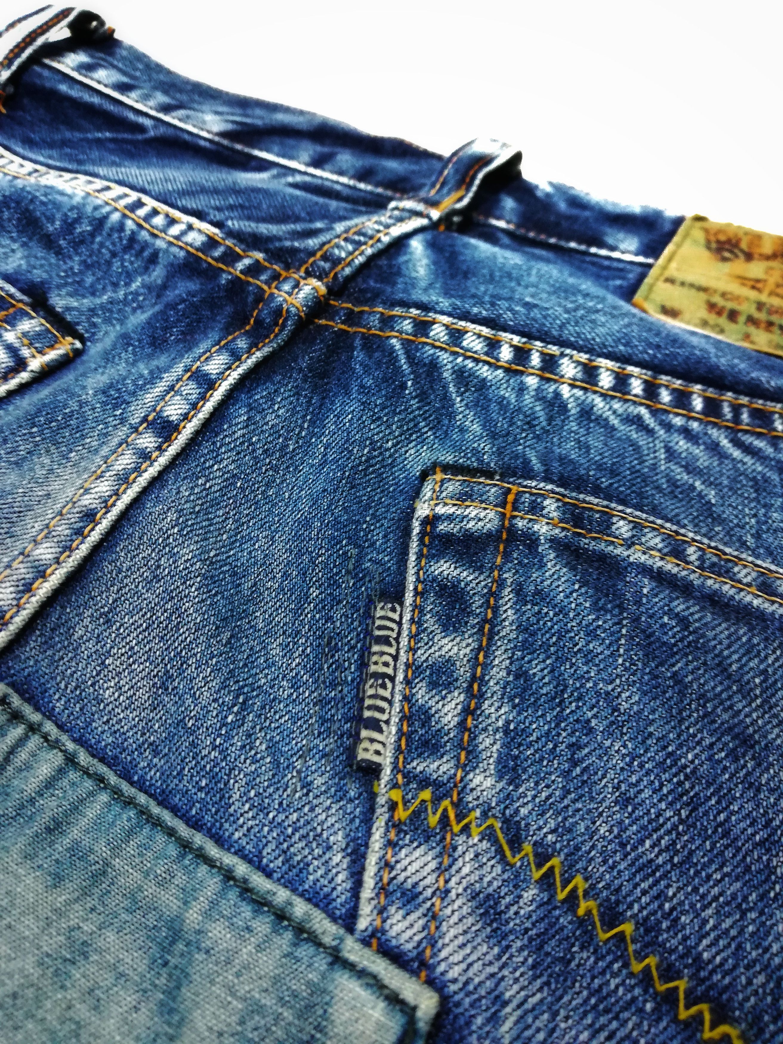 Blue Blue Japan × Indigo × Japanese Brand 🔥GRAIL 🇯🇵 BBJ Hrm Patchwork Boro Denim Light Colour🔥 Size US 29 - 18 Thumbnail