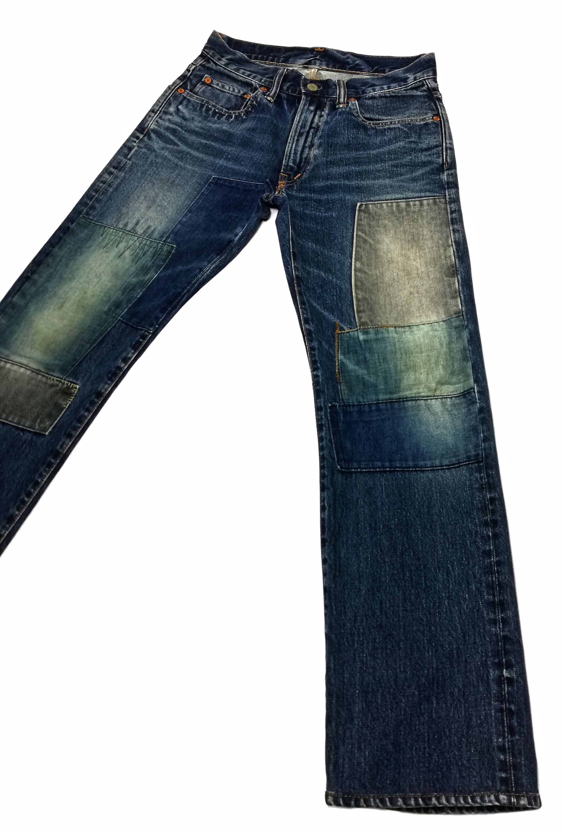 Blue Blue Japan × Indigo × Japanese Brand 🔥GRAIL 🇯🇵 BBJ Hrm Patchwork Boro Denim Light Colour🔥 Size US 29 - 3 Thumbnail