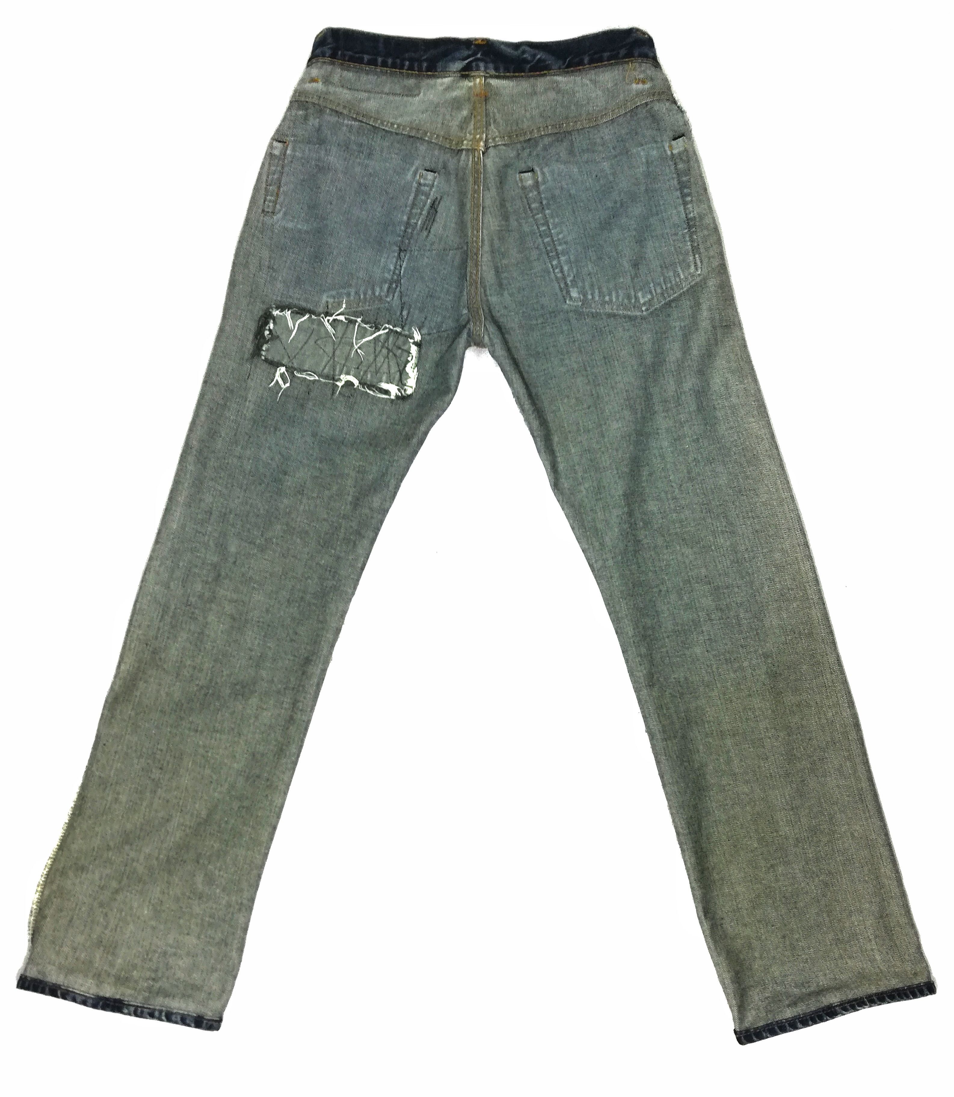 Blue Blue Japan × Indigo × Japanese Brand 🔥GRAIL 🇯🇵 BBJ Hrm Patchwork Boro Denim Light Colour🔥 Size US 29 - 21 Thumbnail