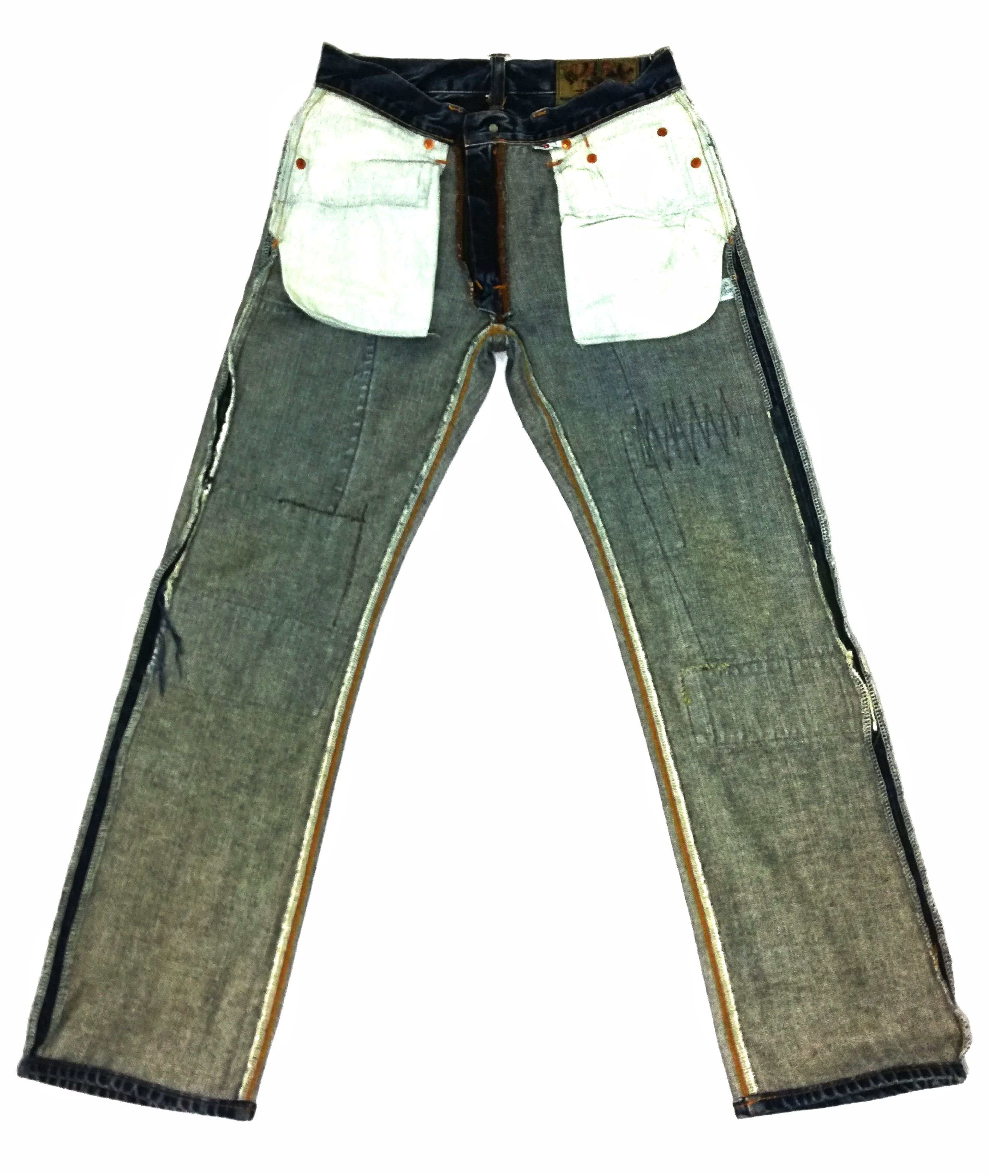 Blue Blue Japan × Indigo × Japanese Brand 🔥GRAIL 🇯🇵 BBJ Hrm Patchwork Boro Denim Light Colour🔥 Size US 29 - 20 Thumbnail