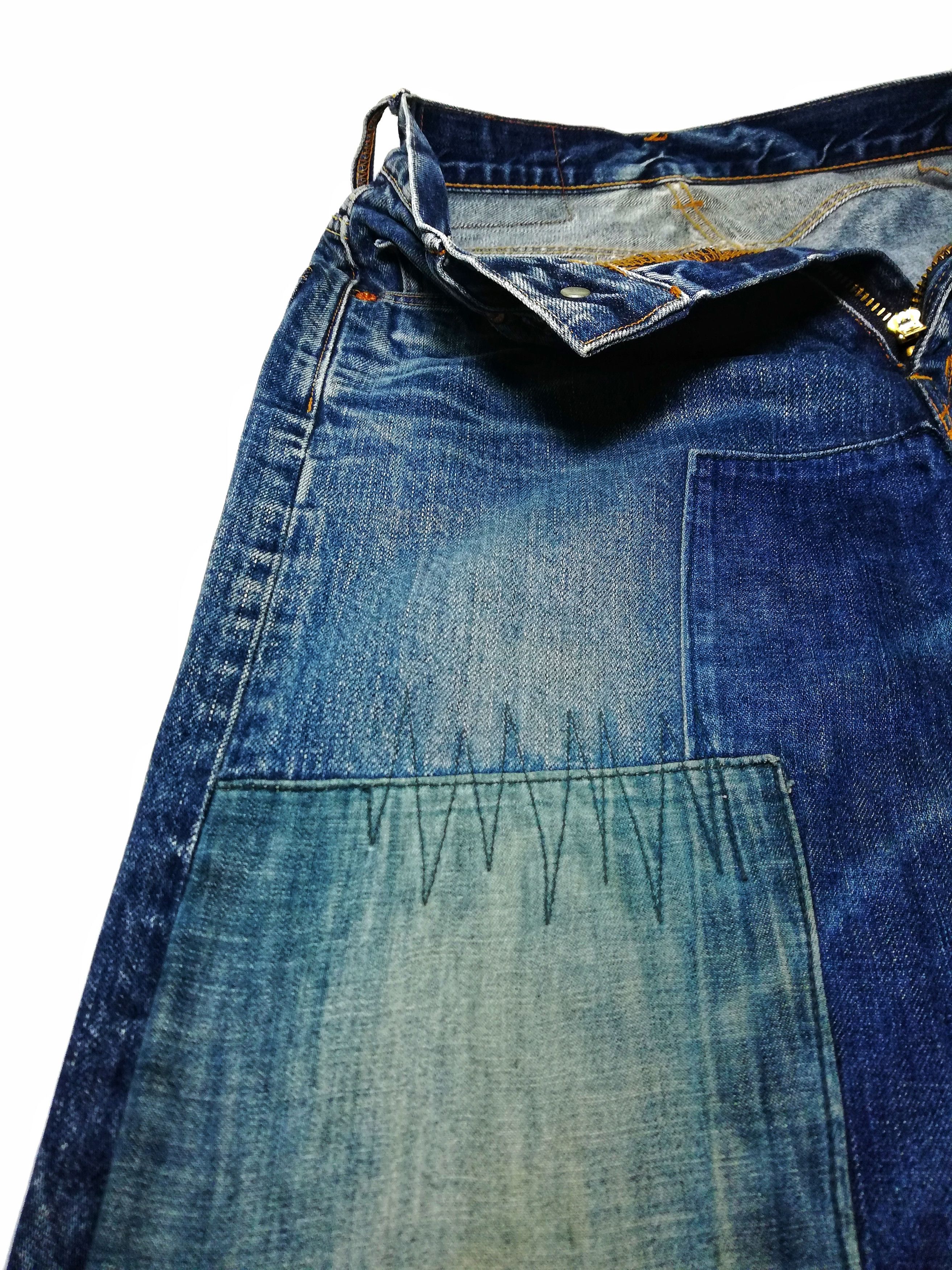 Blue Blue Japan × Indigo × Japanese Brand 🔥GRAIL 🇯🇵 BBJ Hrm Patchwork Boro Denim Light Colour🔥 Size US 29 - 11 Thumbnail