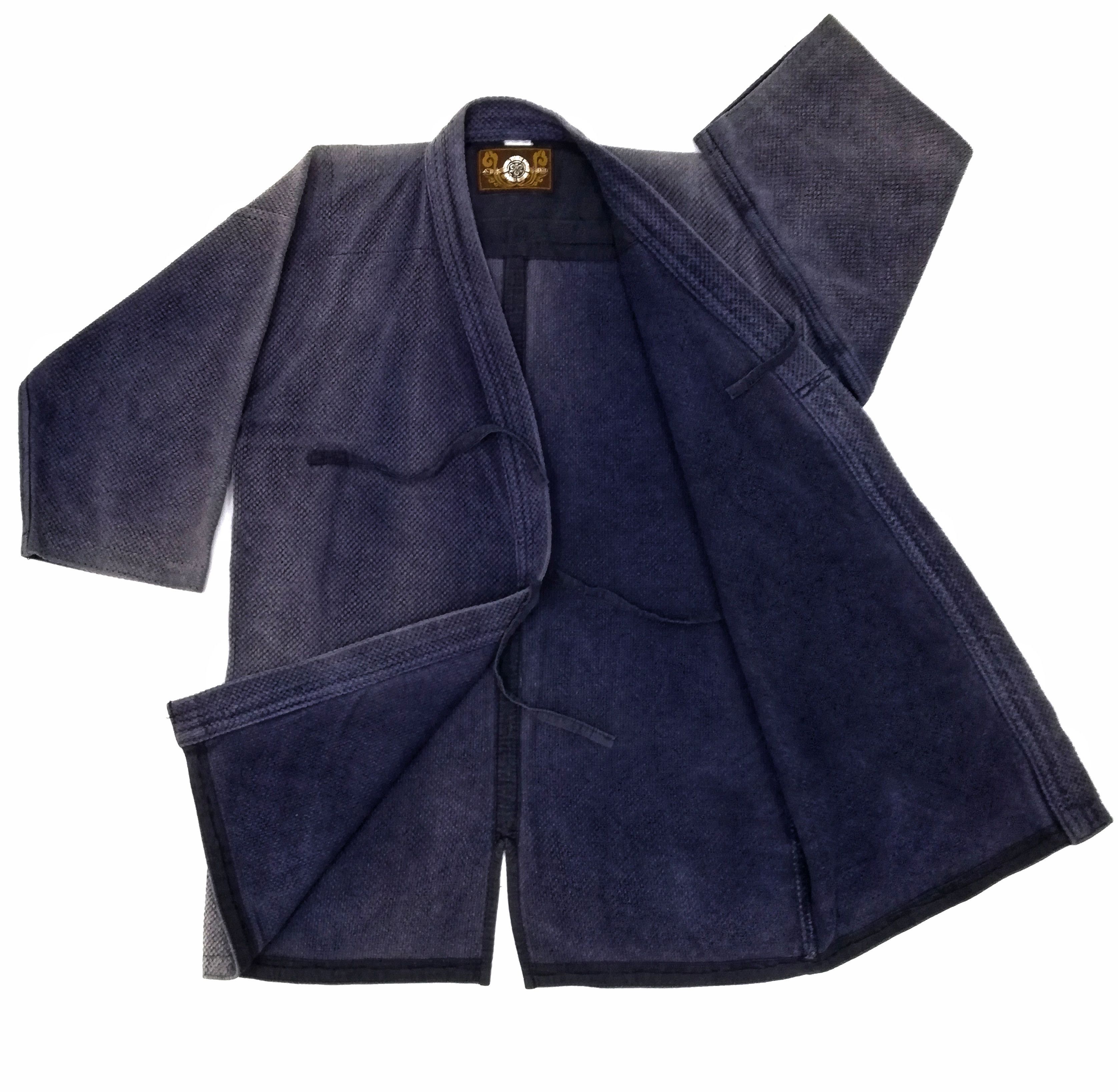 Indigo × Japanese Brand 🔥Indigo Dyed Sashiko Noragi Kimono Visvim Style Design🔥 Size US S / EU 44-46 / 1 - 1 Thumbnail