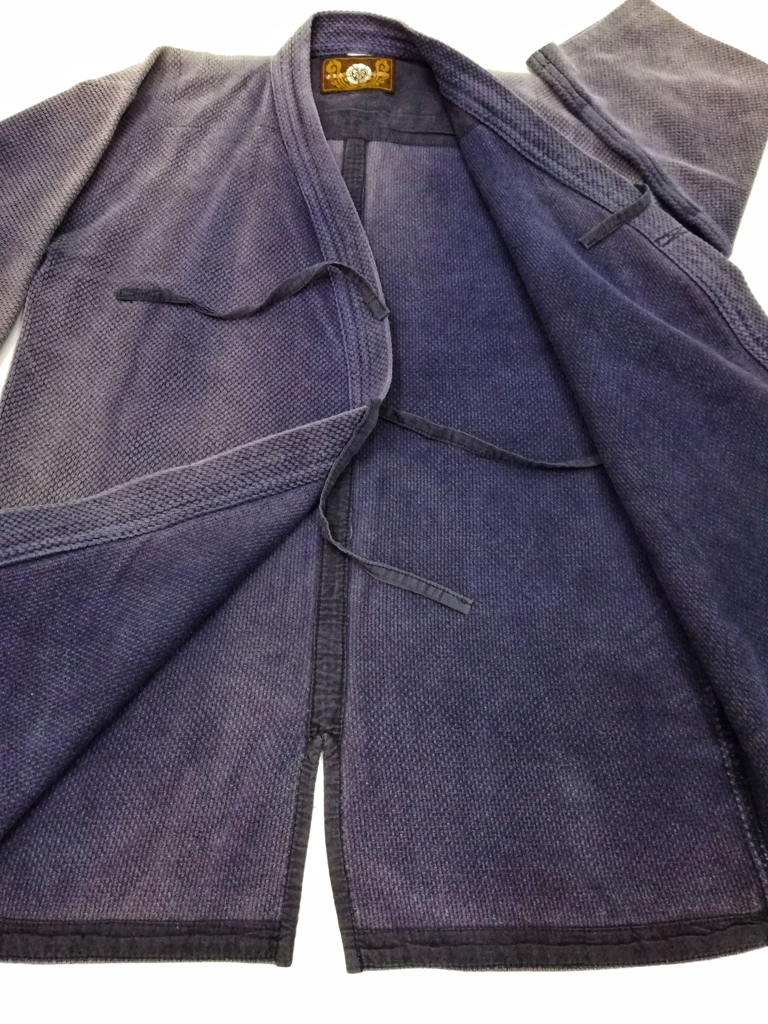 Indigo × Japanese Brand 🔥Indigo Dyed Sashiko Noragi Kimono Visvim Style Design🔥 Size US S / EU 44-46 / 1 - 5 Thumbnail