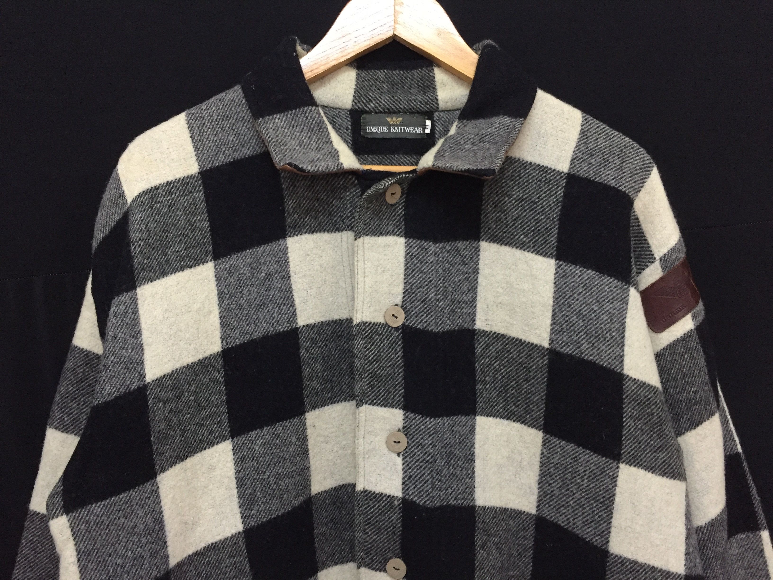 Emporio Armani 80's ARMANI Unique knitwear Check Wool Jacket Size US L / EU 52-54 / 3 - 6 Thumbnail