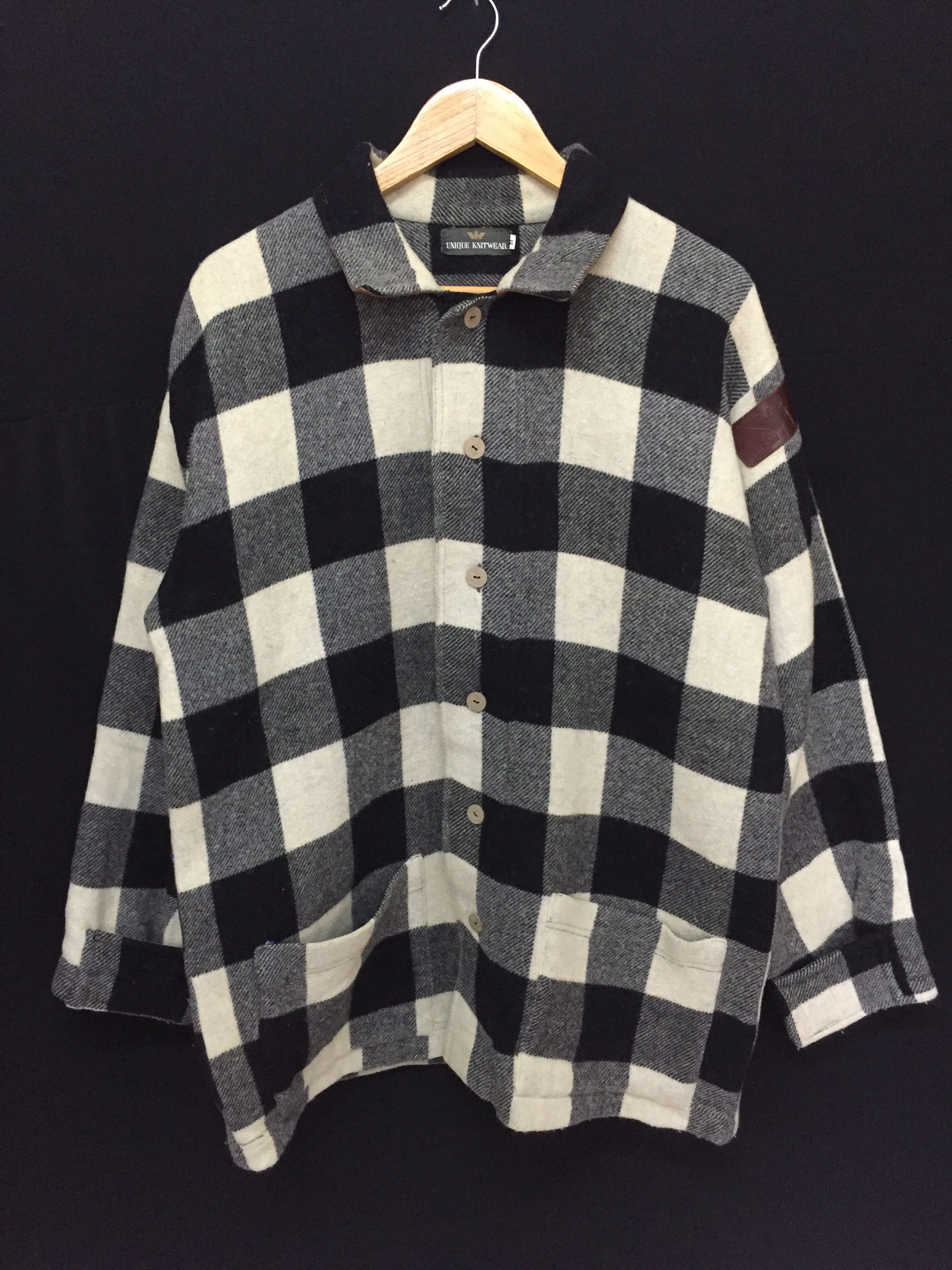 Emporio Armani 80's ARMANI Unique knitwear Check Wool Jacket Size US L / EU 52-54 / 3 - 5 Thumbnail