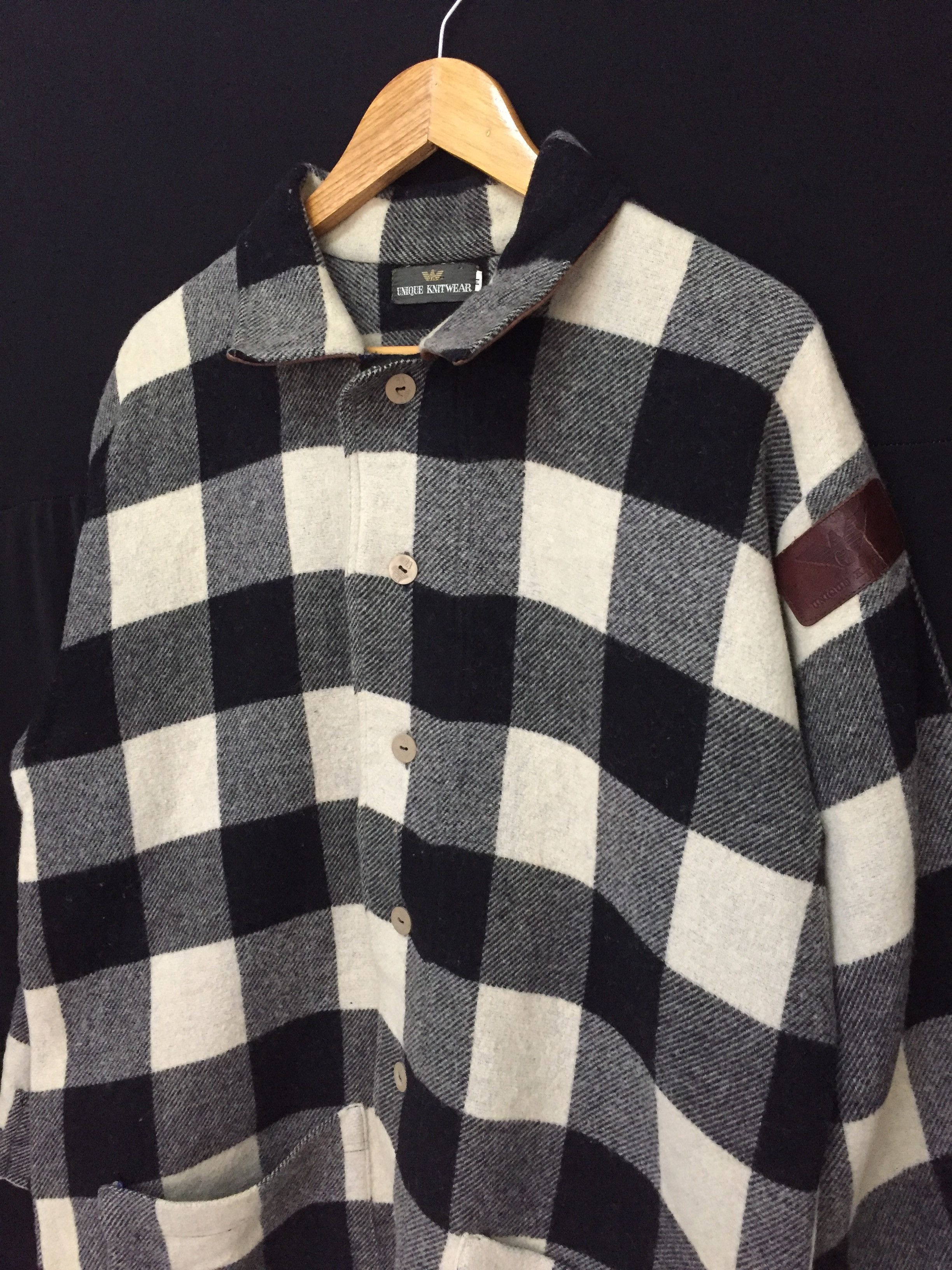 Emporio Armani 80's ARMANI Unique knitwear Check Wool Jacket Size US L / EU 52-54 / 3 - 9 Thumbnail