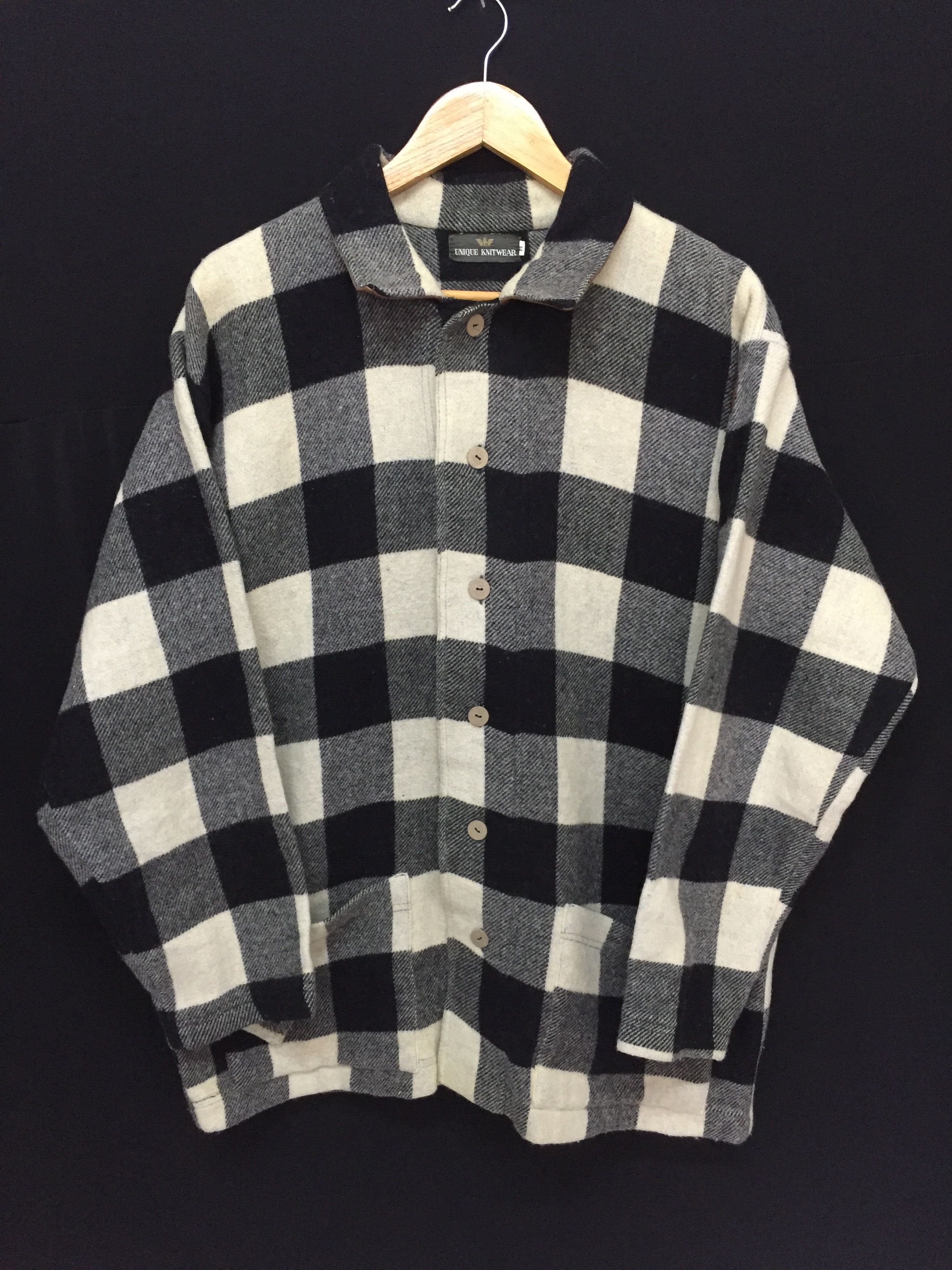 Emporio Armani 80's ARMANI Unique knitwear Check Wool Jacket Size US L / EU 52-54 / 3 - 4 Thumbnail