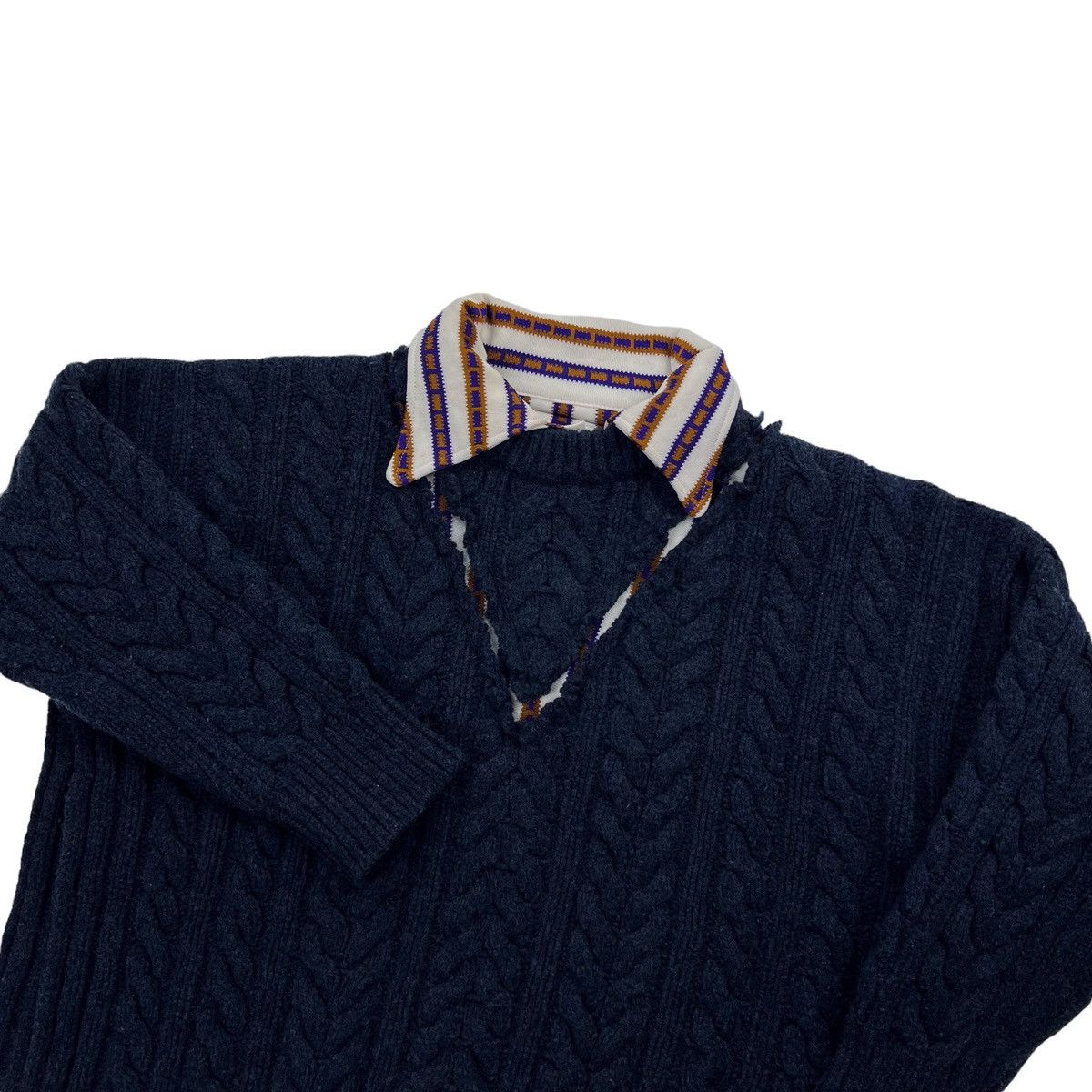 Maison Margiela Maison Margiela FW16 Blank Tag Cable Knit Polo Sweater Size XS / US 0-2 / IT 36-38 - 1 Thumbnail