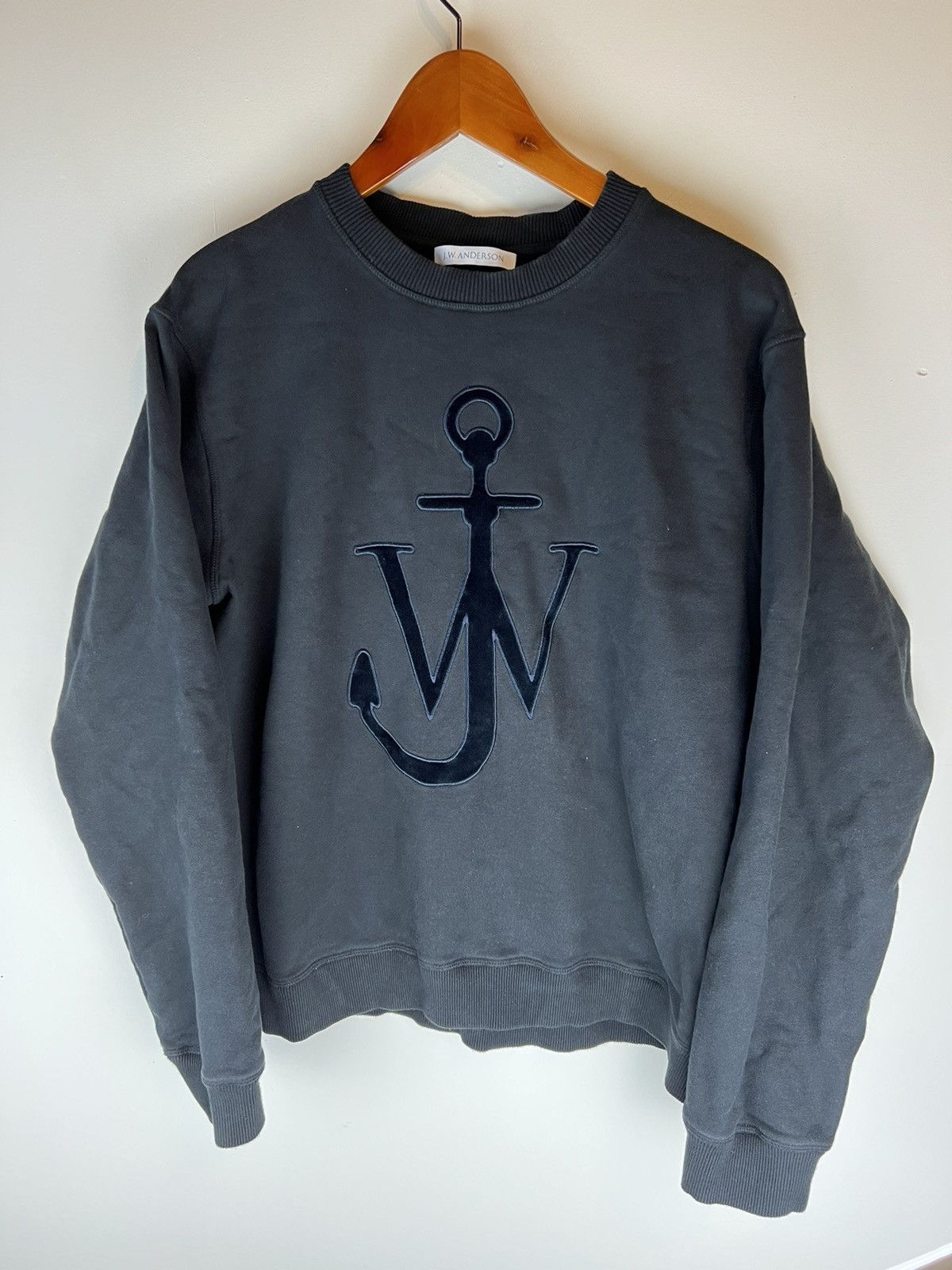 image of J W Anderson Jw Anderson Anchor Logo Crewneck in Black, Men's (Size Large)