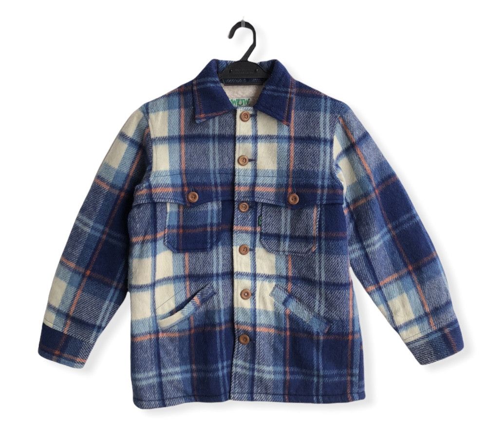 image of Vintage 80’S Wow Teijin Wool Flannel Shearling Jacket in Mix, Men's (Size Small)