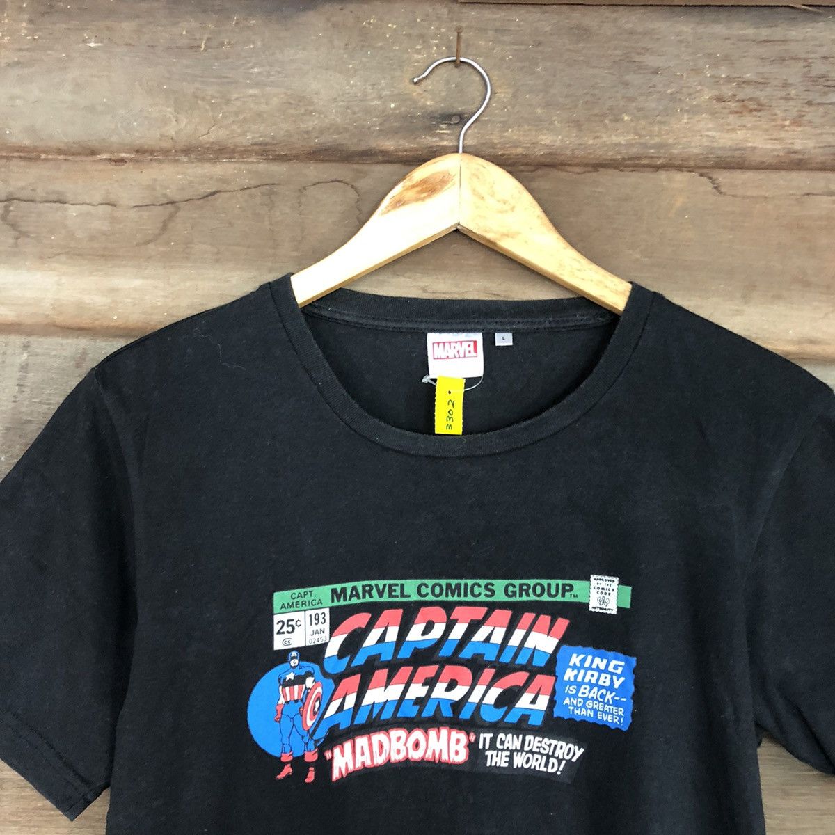 Marvel Comics Captain America cartoon Marvel vintage Black Tshirt #3302 Size US M / EU 48-50 / 2 - 8 Thumbnail