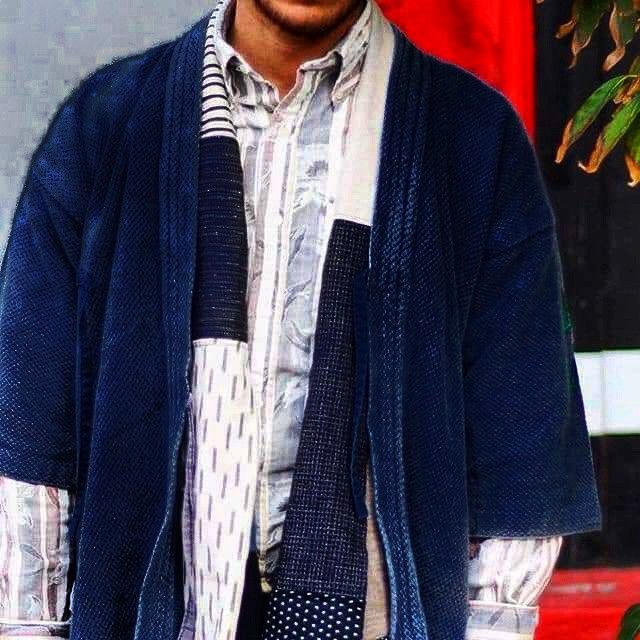 Indigo × Japanese Brand 🔥Dyed Sashiko Noragi Kimono Visvim Style Design Cotton🔥 Size US L / EU 52-54 / 3 - 1 Thumbnail