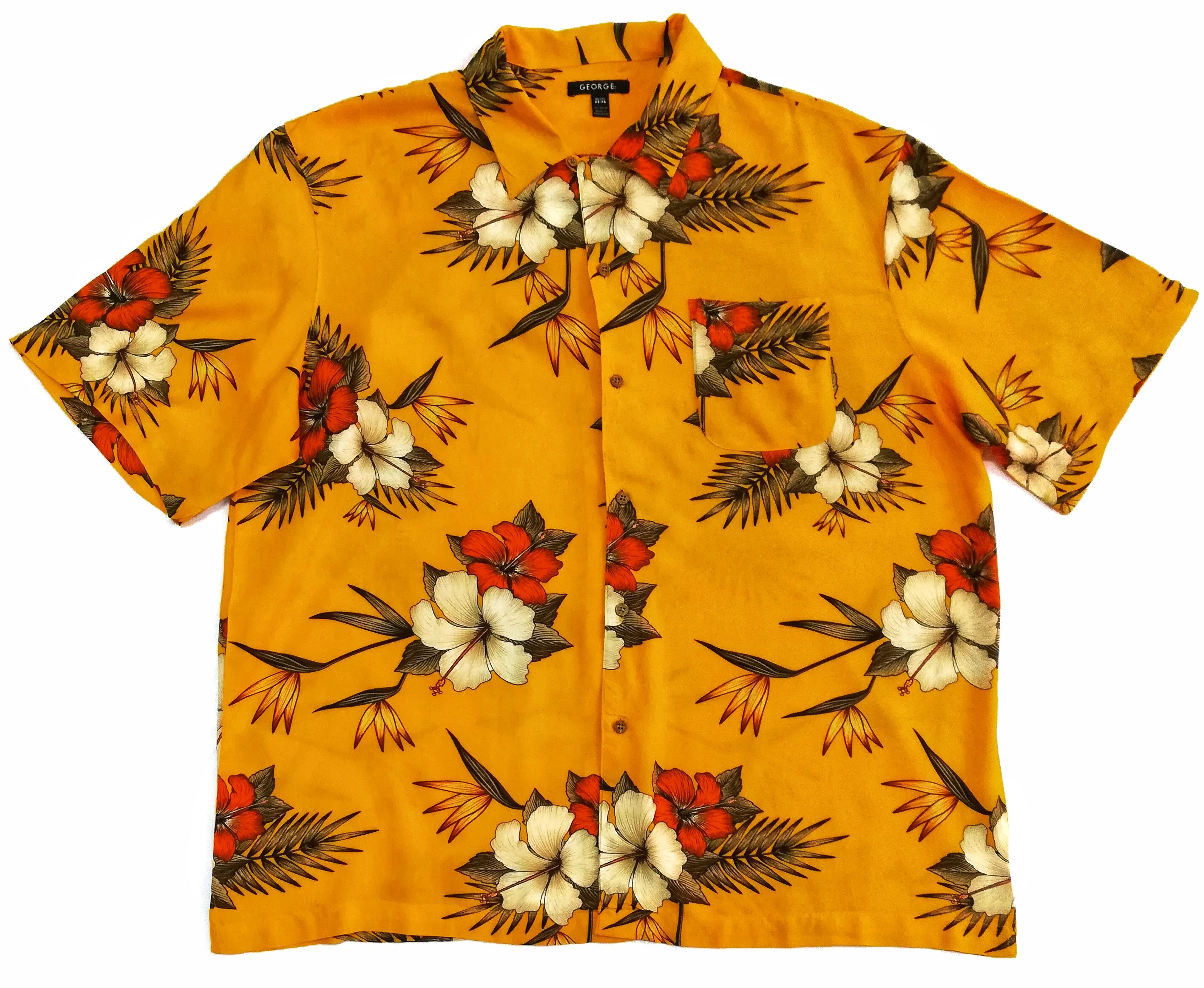 George 🔥SUMMER SALE 🏖 George Hawaii Rayon Wood Shirt Button Up Size US XL / EU 56 / 4 - 1 Thumbnail