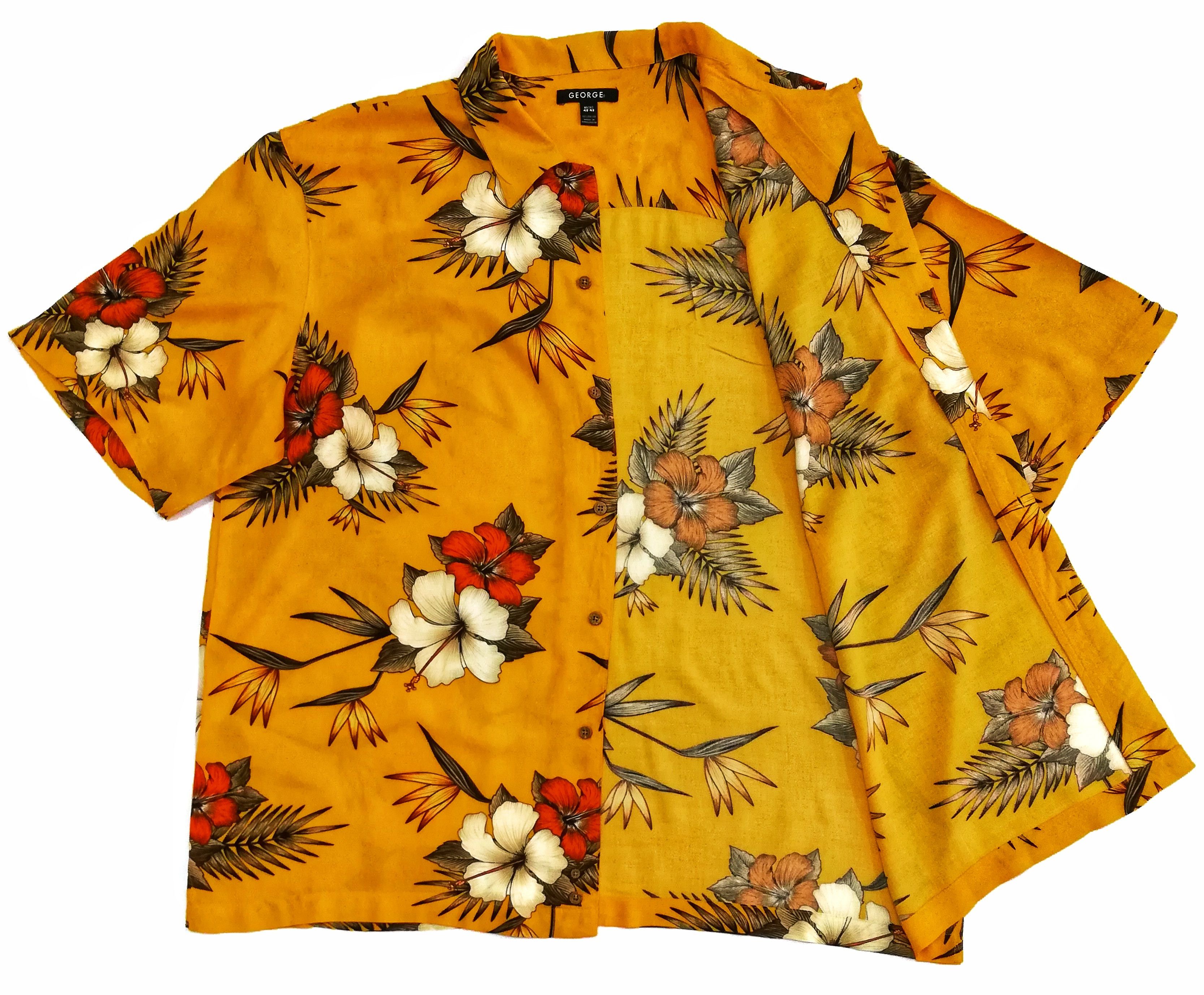 George 🔥SUMMER SALE 🏖 George Hawaii Rayon Wood Shirt Button Up Size US XL / EU 56 / 4 - 8 Thumbnail
