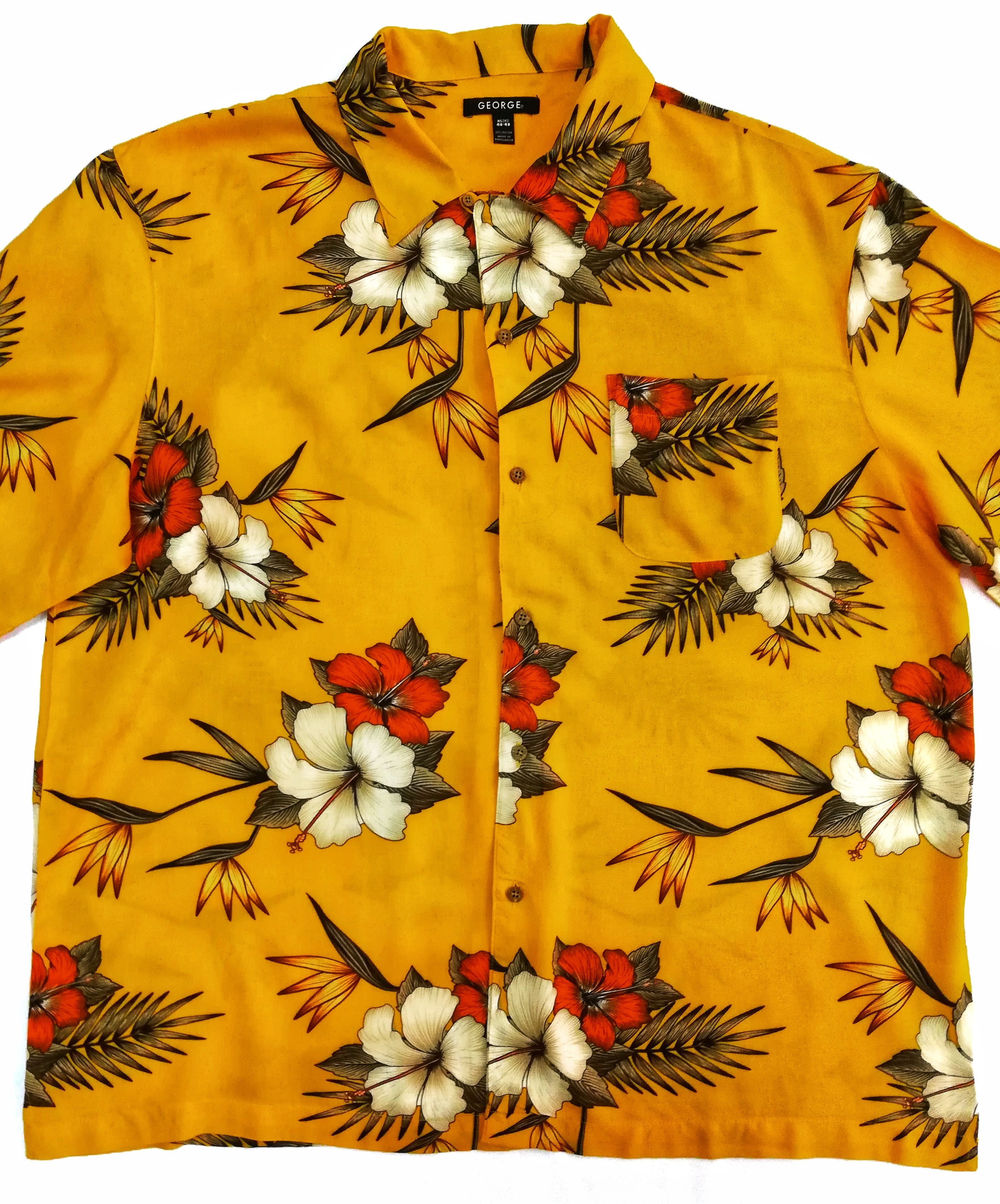 George 🔥SUMMER SALE 🏖 George Hawaii Rayon Wood Shirt Button Up Size US XL / EU 56 / 4 - 2 Thumbnail