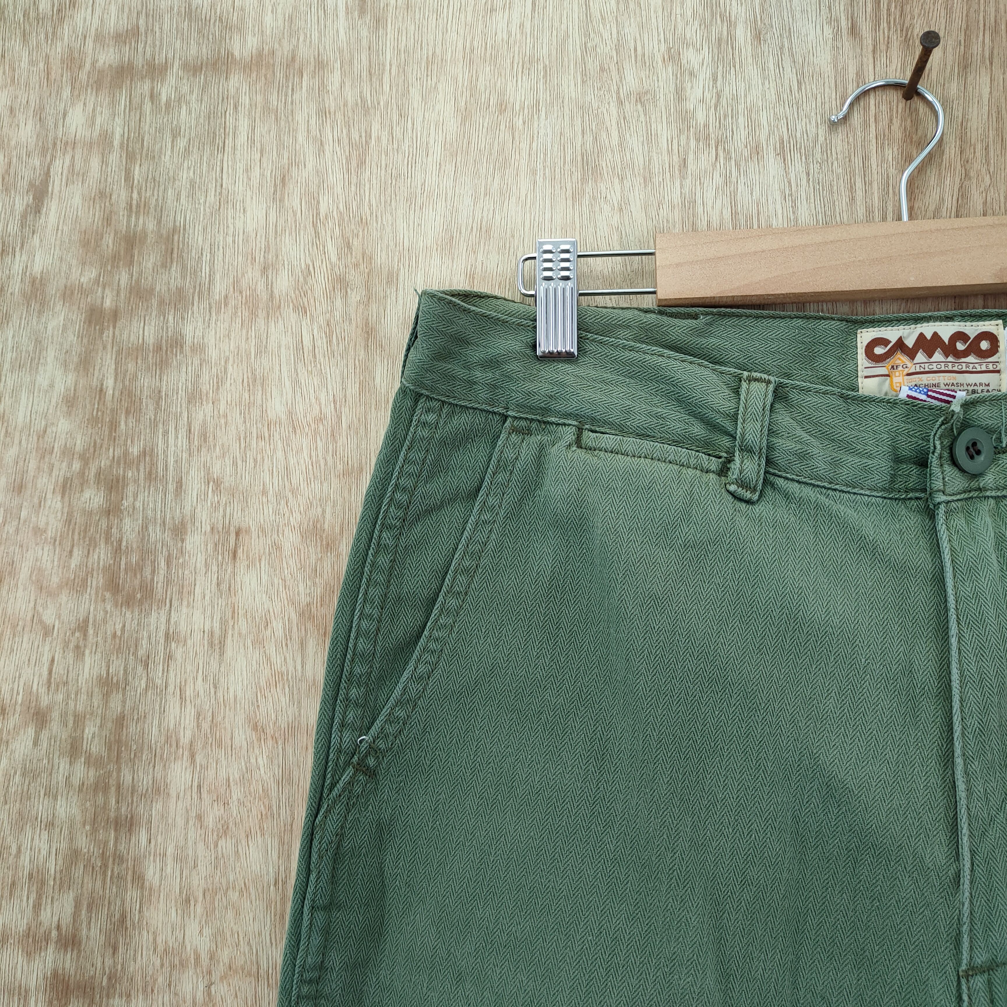 Vintage VINTAGE CAMCO FADED GREEN TROUSERS CHINO PANTS Size US 32 / EU 48 - 10 Thumbnail