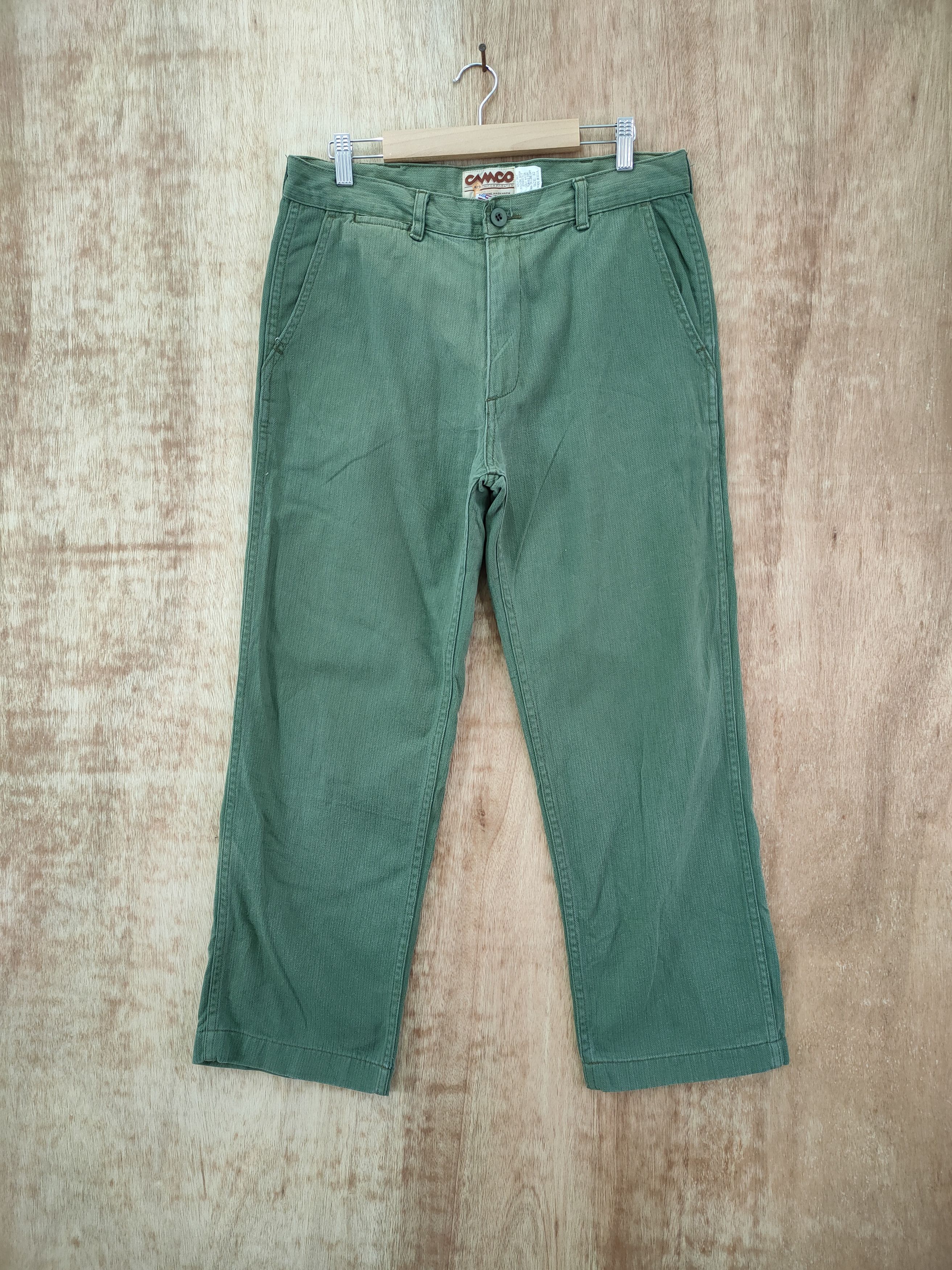 Vintage VINTAGE CAMCO FADED GREEN TROUSERS CHINO PANTS Size US 32 / EU 48 - 1 Thumbnail