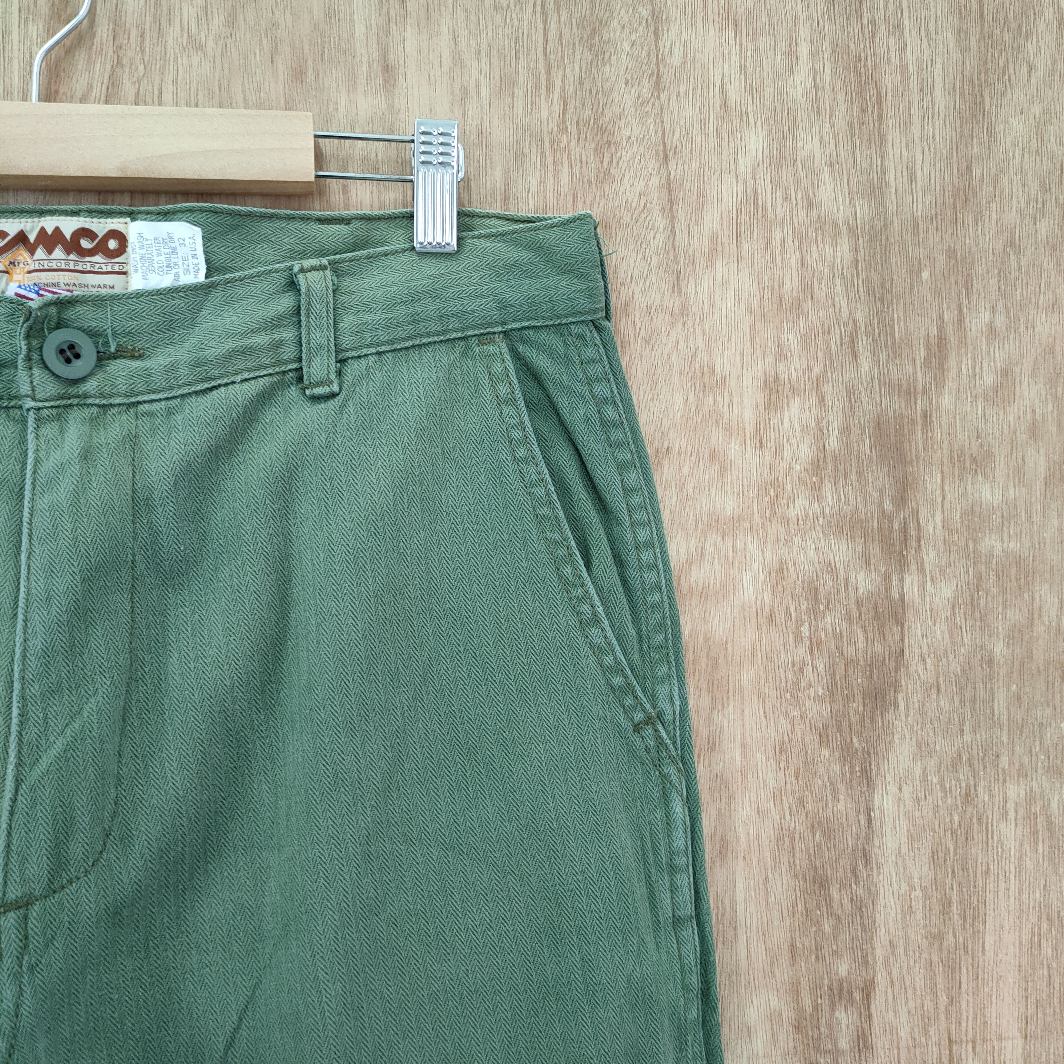 Vintage VINTAGE CAMCO FADED GREEN TROUSERS CHINO PANTS Size US 32 / EU 48 - 11 Thumbnail